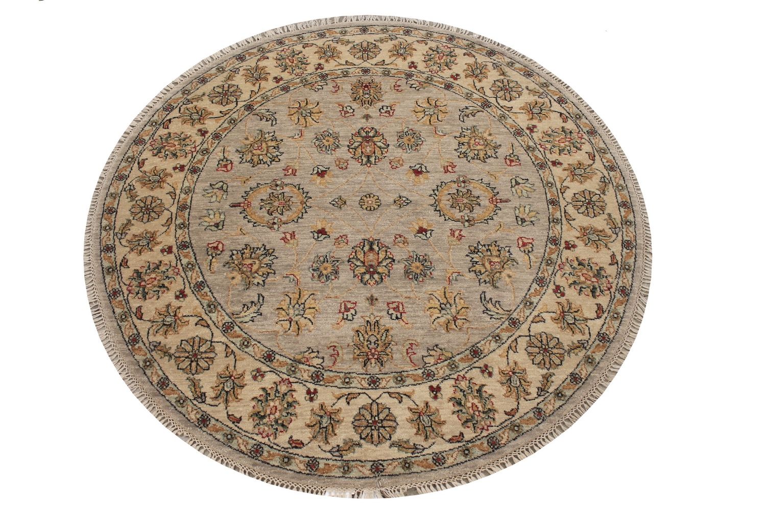 5 ft. Round & Square Traditional Hand Knotted Wool Area Rug - MR006866