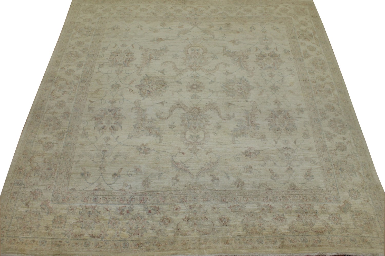 8 ft. Round & Square Peshawar Hand Knotted Wool Area Rug - MR014983