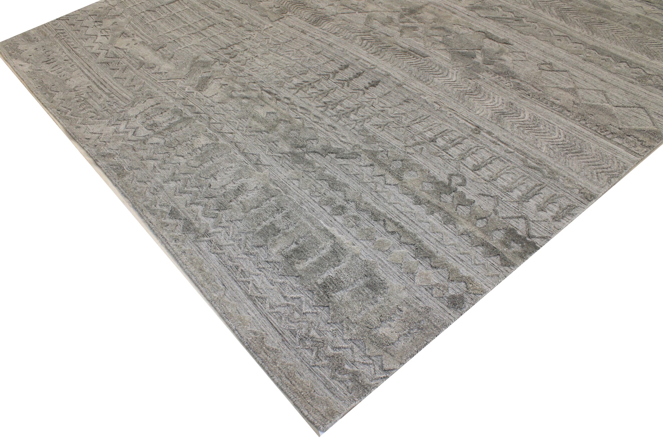 8x10 Modern Hand Loomed Wool & Viscose Area Rug - MR021919