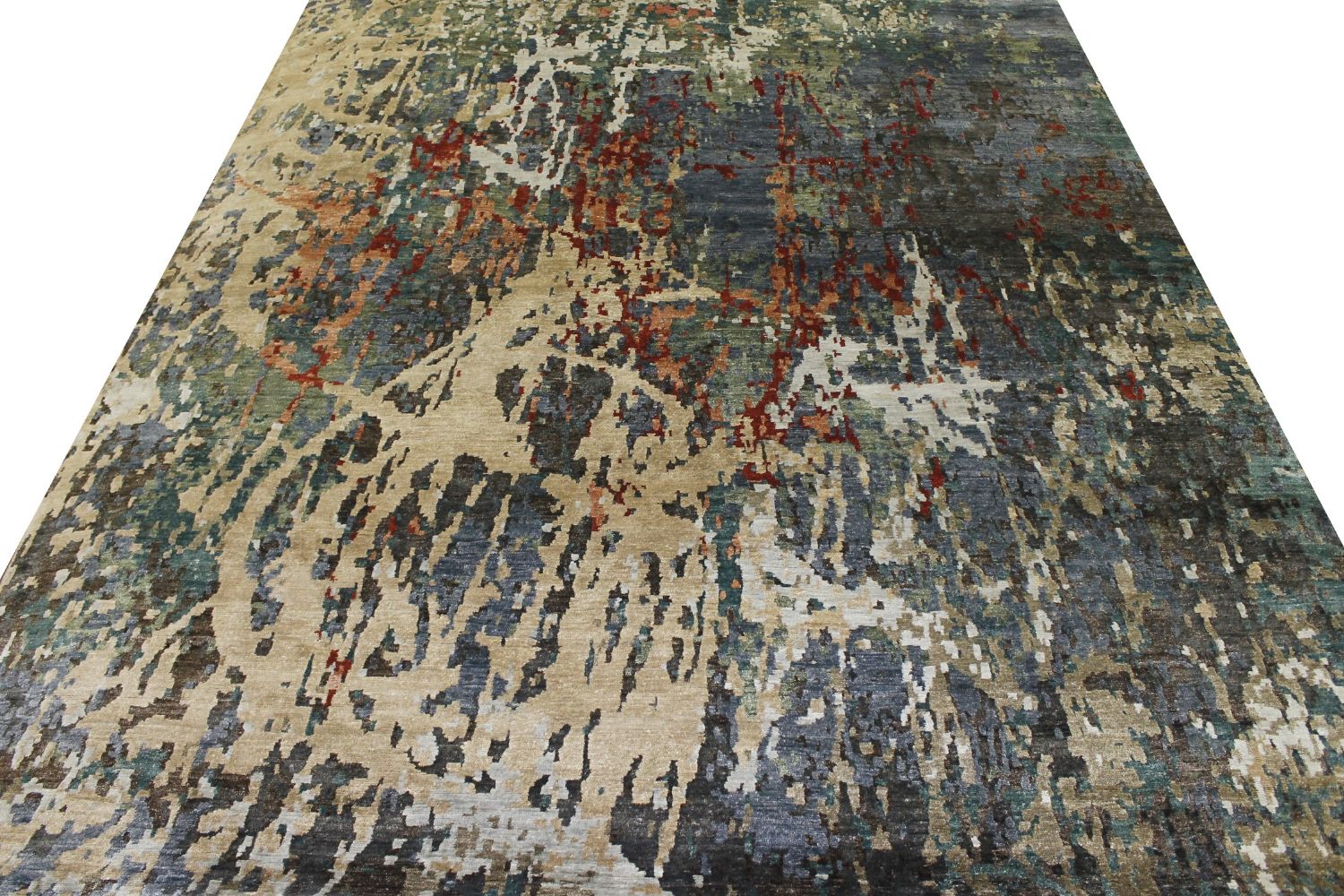 9x12 Modern Hand Knotted Wool & Viscose Area Rug - MR022724