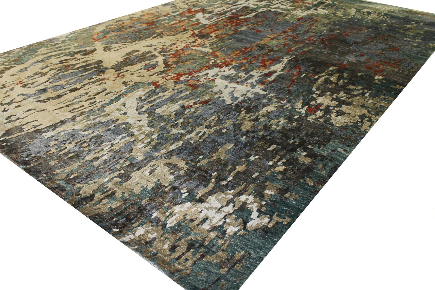 9x12 Modern Hand Knotted Wool & Viscose Area Rug - MR022724