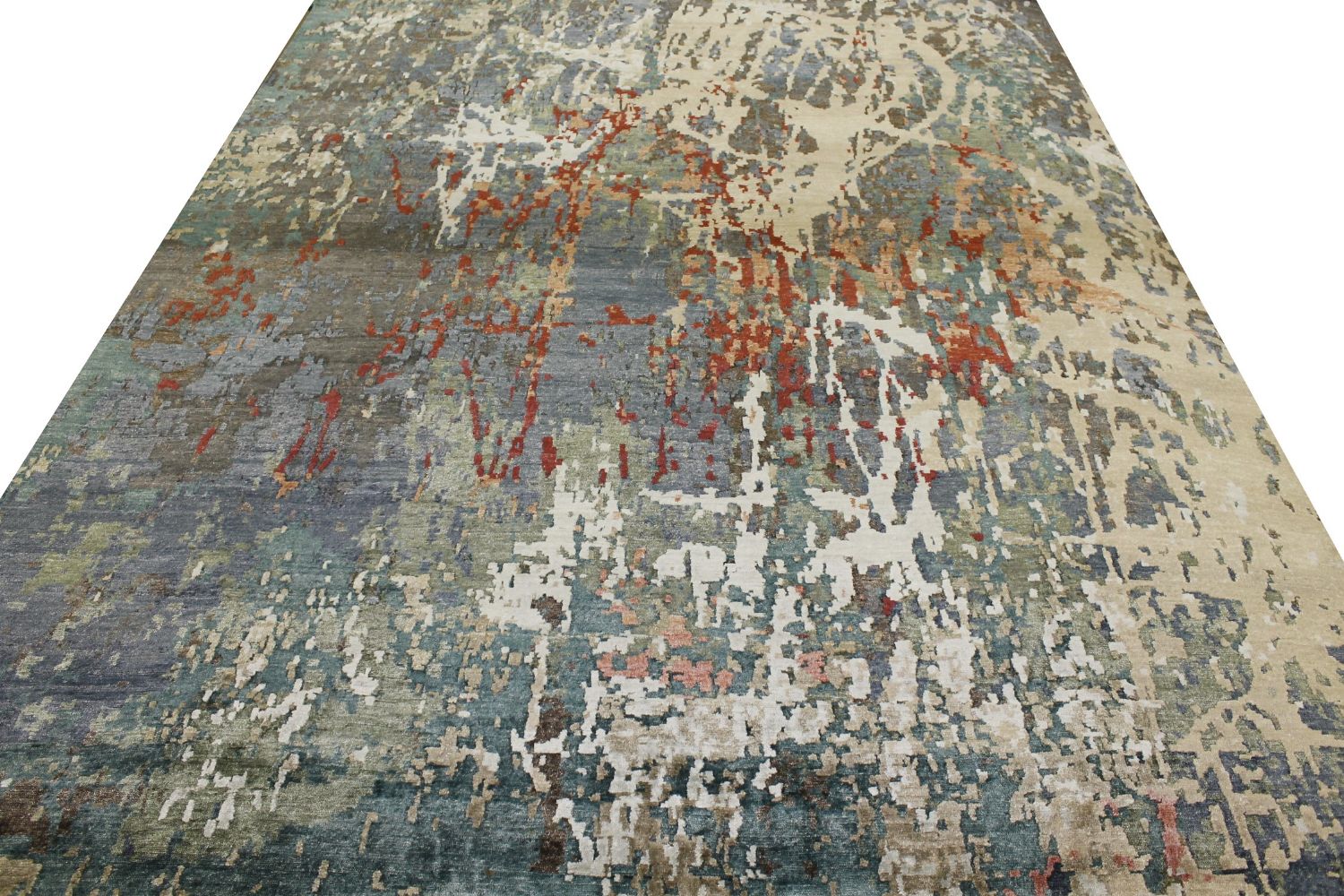 9x12 Modern Hand Knotted Wool & Viscose Area Rug - MR022724