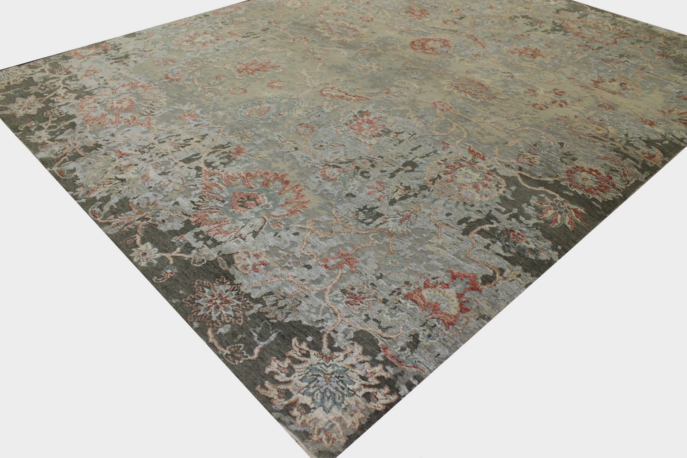 8x10 Transitional Hand Knotted Wool & Viscose Area Rug - MR023571