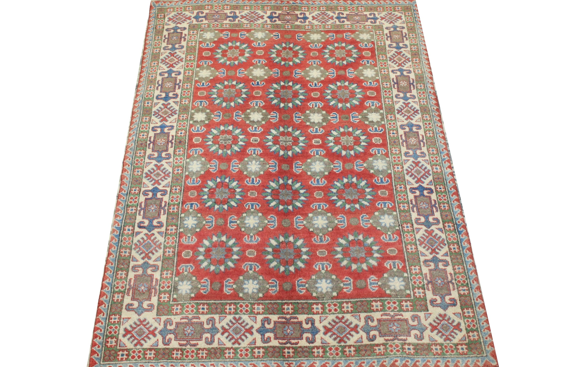 4x6 Kazak Hand Knotted Wool Area Rug - MR024529