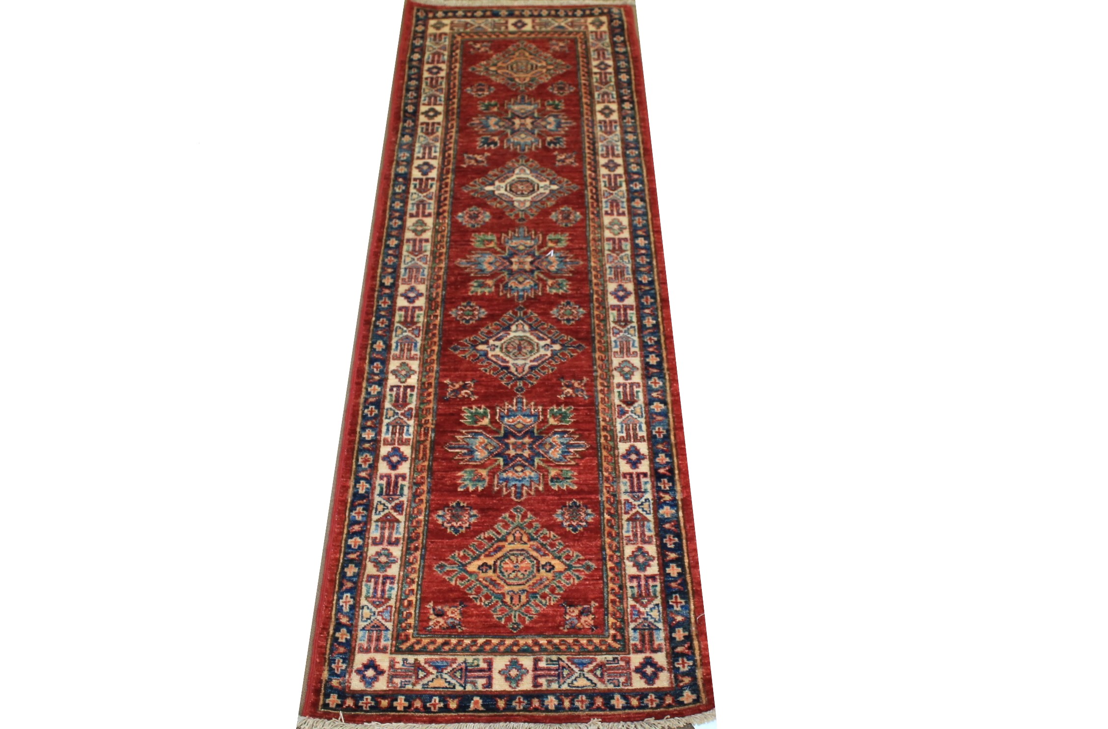 6 ft. Runner Kazak Hand Knotted Wool Area Rug - MR024686