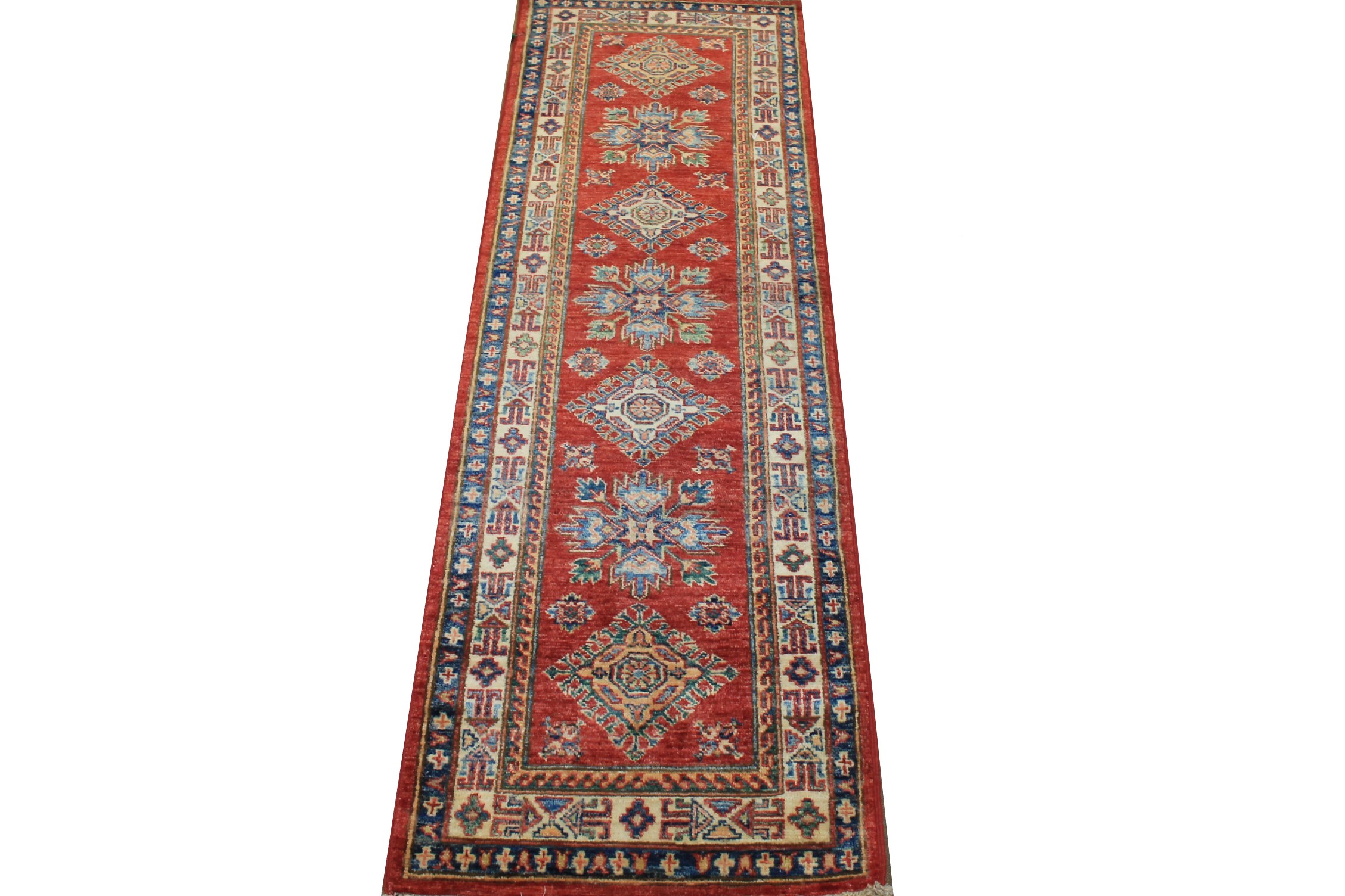 6 ft. Runner Kazak Hand Knotted Wool Area Rug - MR024686