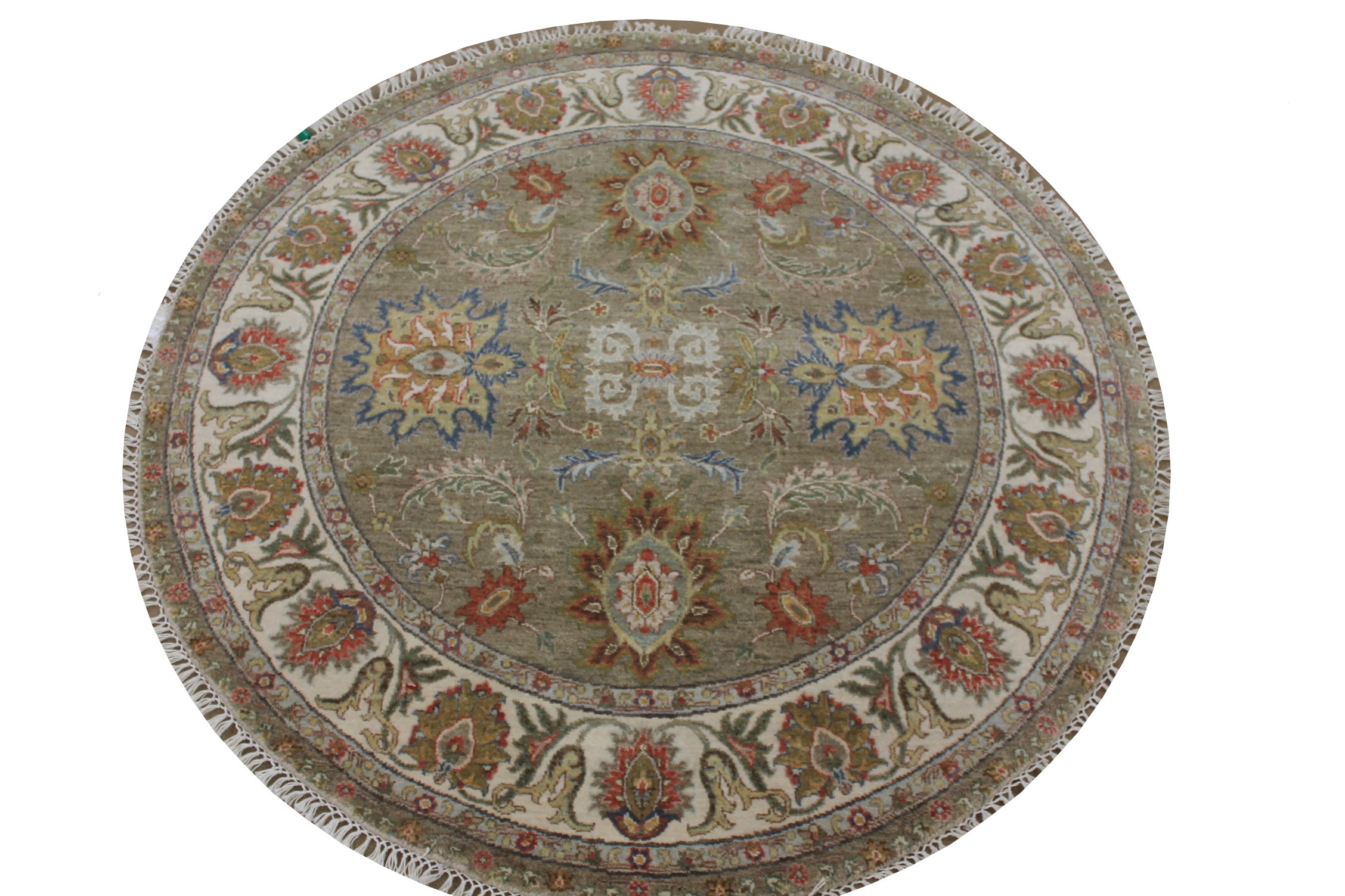 5 ft. Round & Square Traditional Hand Knotted Wool Area Rug - MR025055