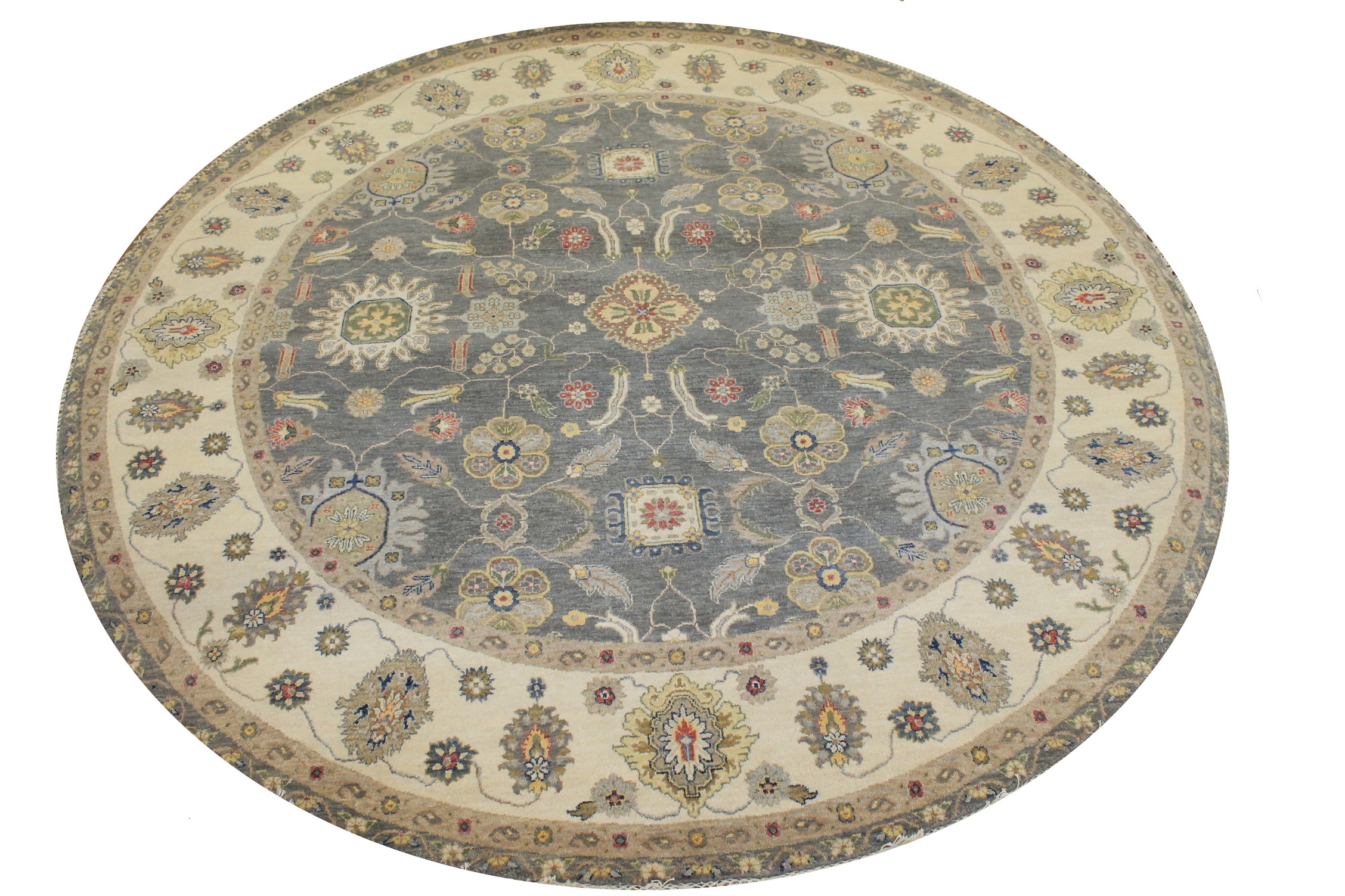 8 ft. Round & Square Oriental Hand Knotted Wool Area Rug - MR025539