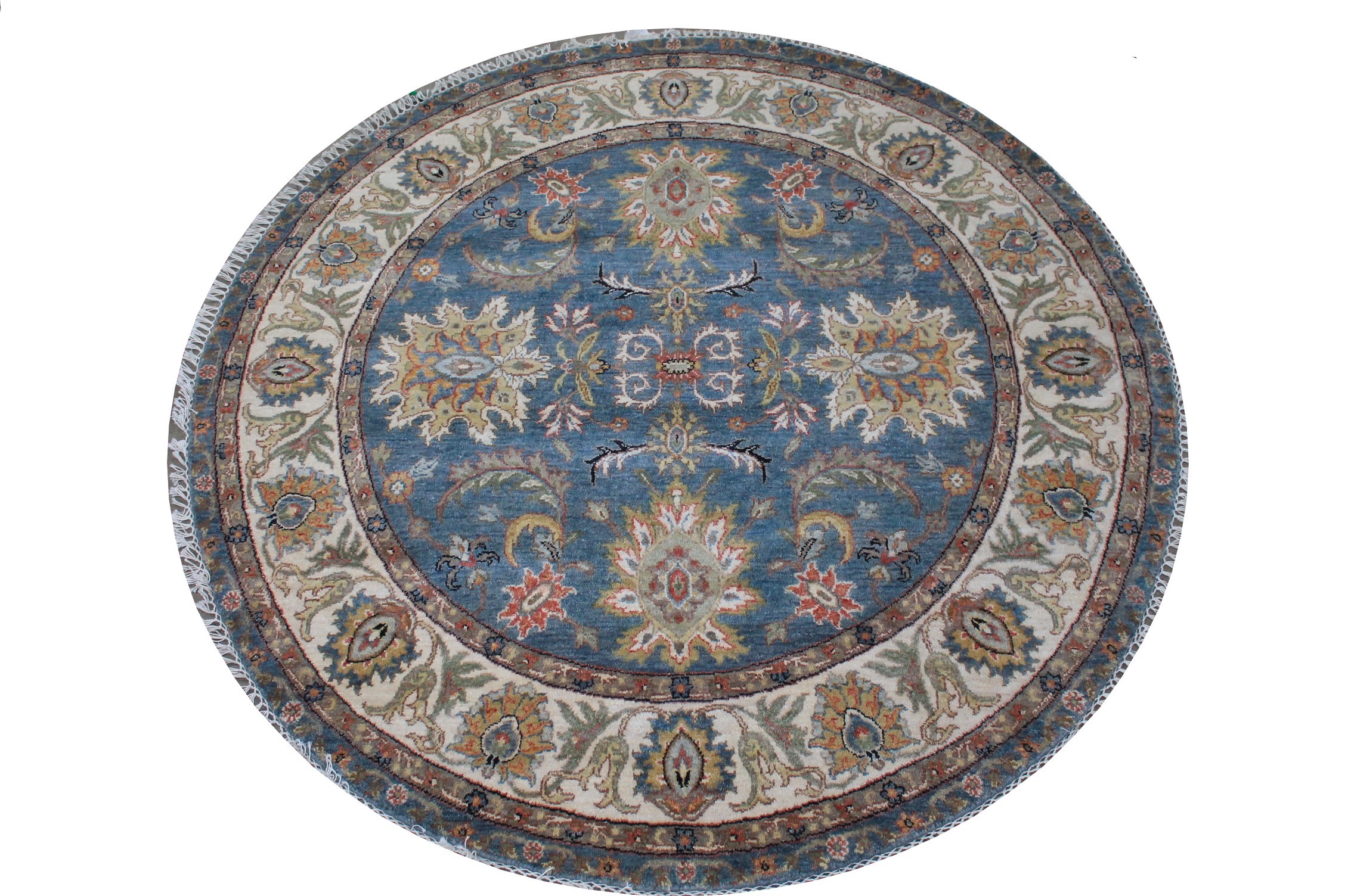 5 ft. Round & Square Traditional Hand Knotted Wool Area Rug - MR025636