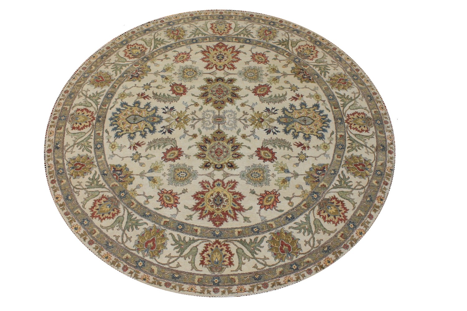 8 ft. Round & Square Traditional Hand Knotted Wool Area Rug - MR025818