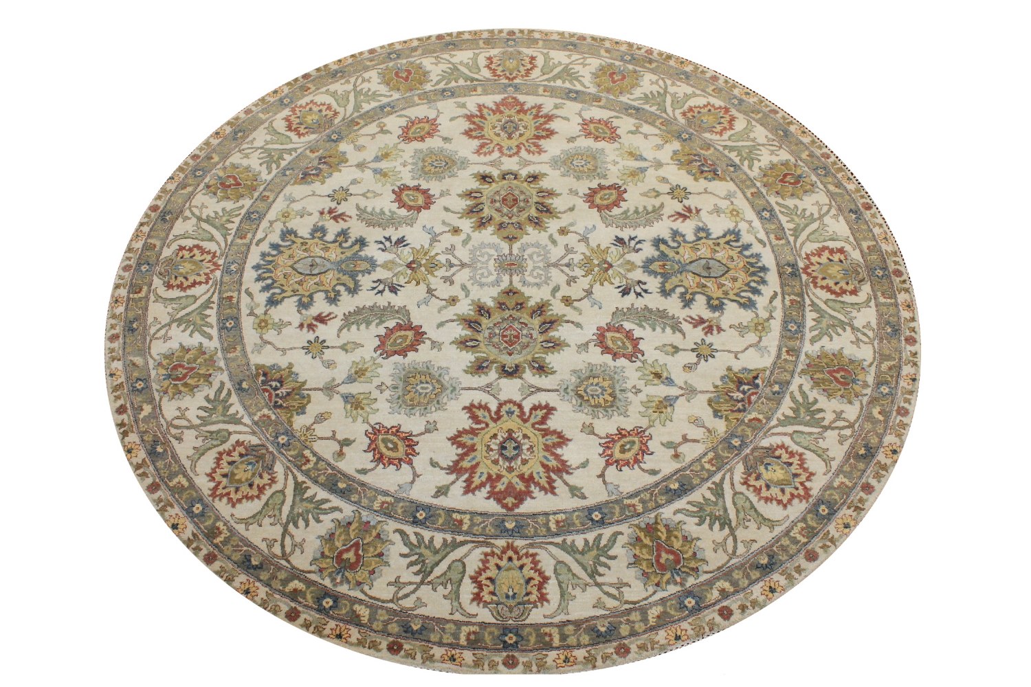 8 ft. Round & Square Traditional Hand Knotted Wool Area Rug - MR025818