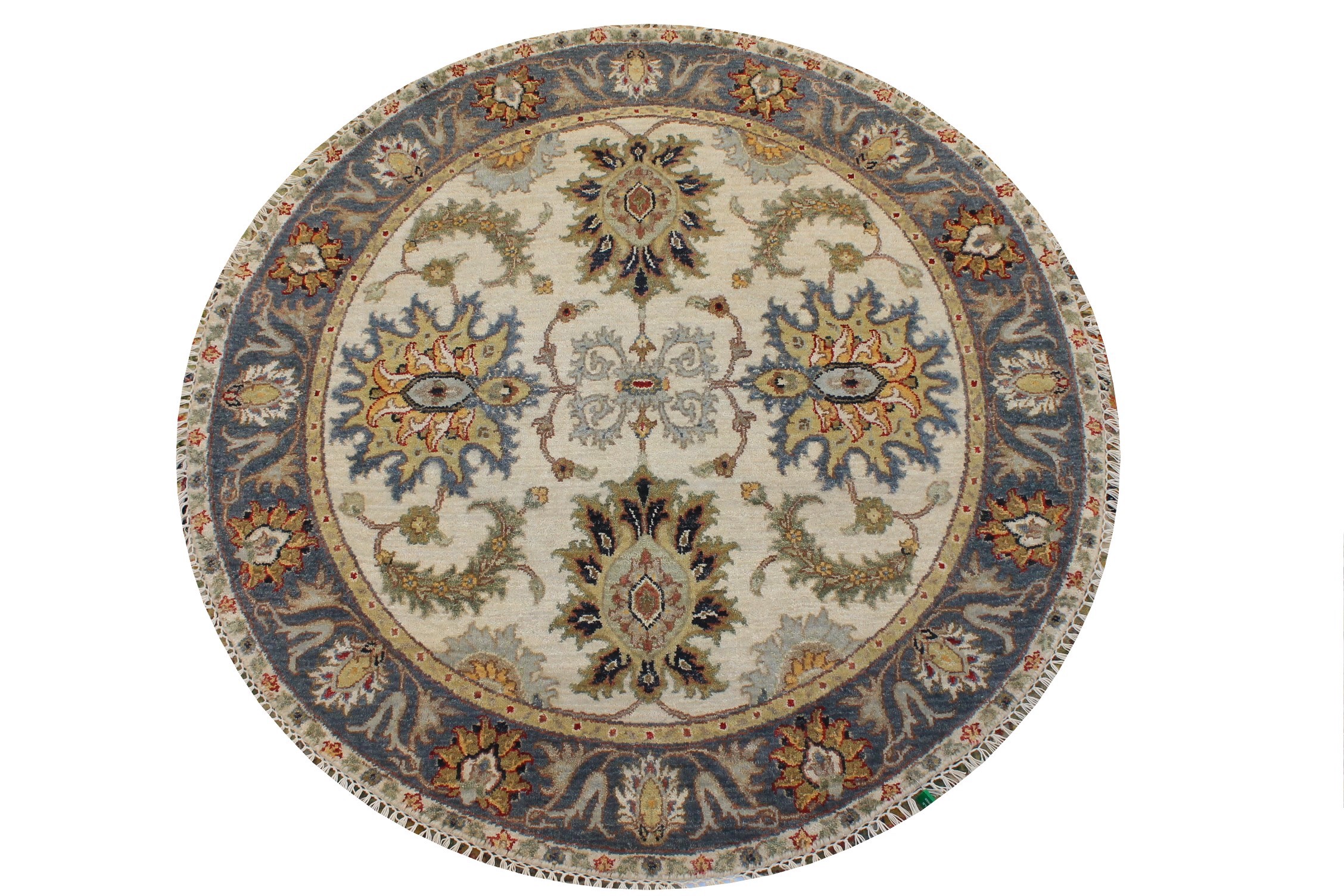 4 ft. Round & Square Traditional Hand Knotted Wool Area Rug - MR025837
