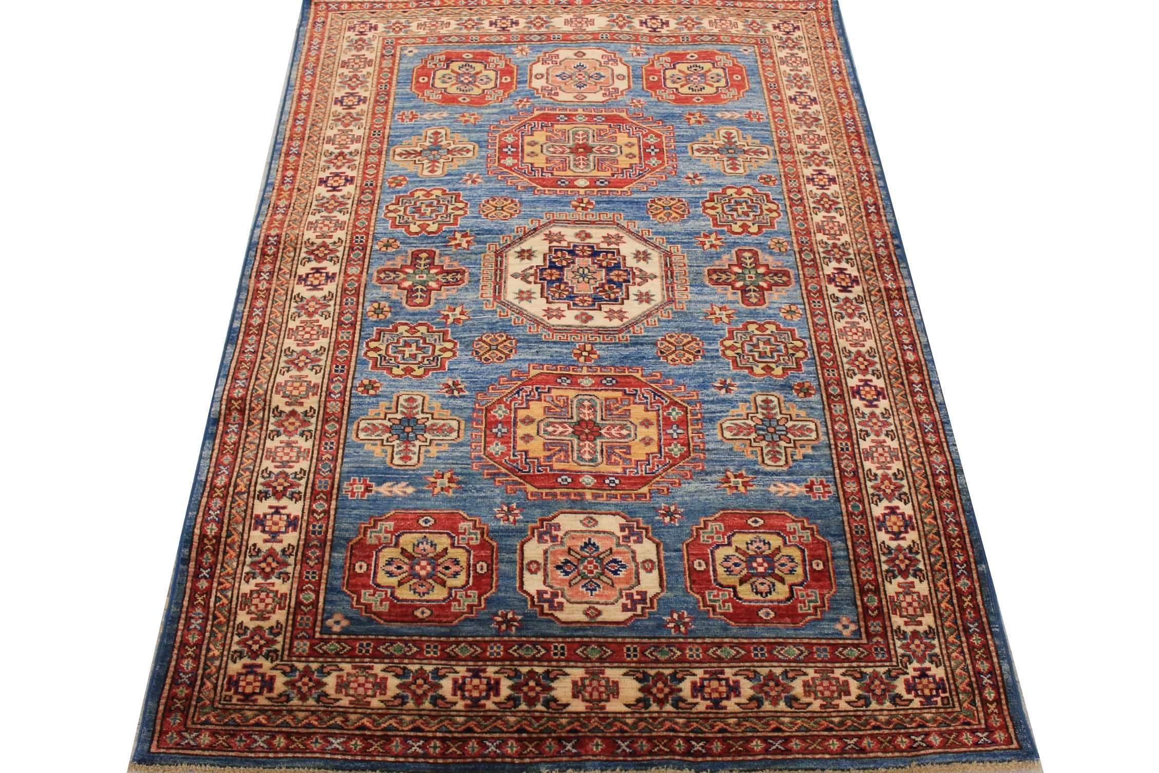 4x6 Kazak Hand Knotted Wool Area Rug - MR026173