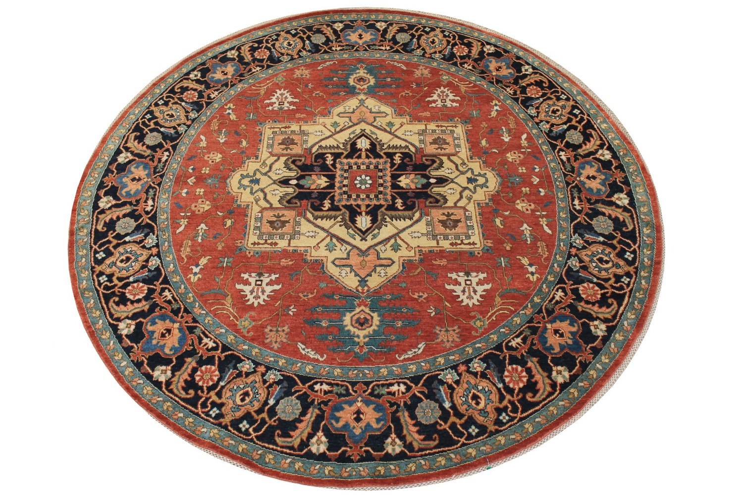 8 ft. Round & Square Heriz/Serapi Hand Knotted Wool Area Rug - MR026500