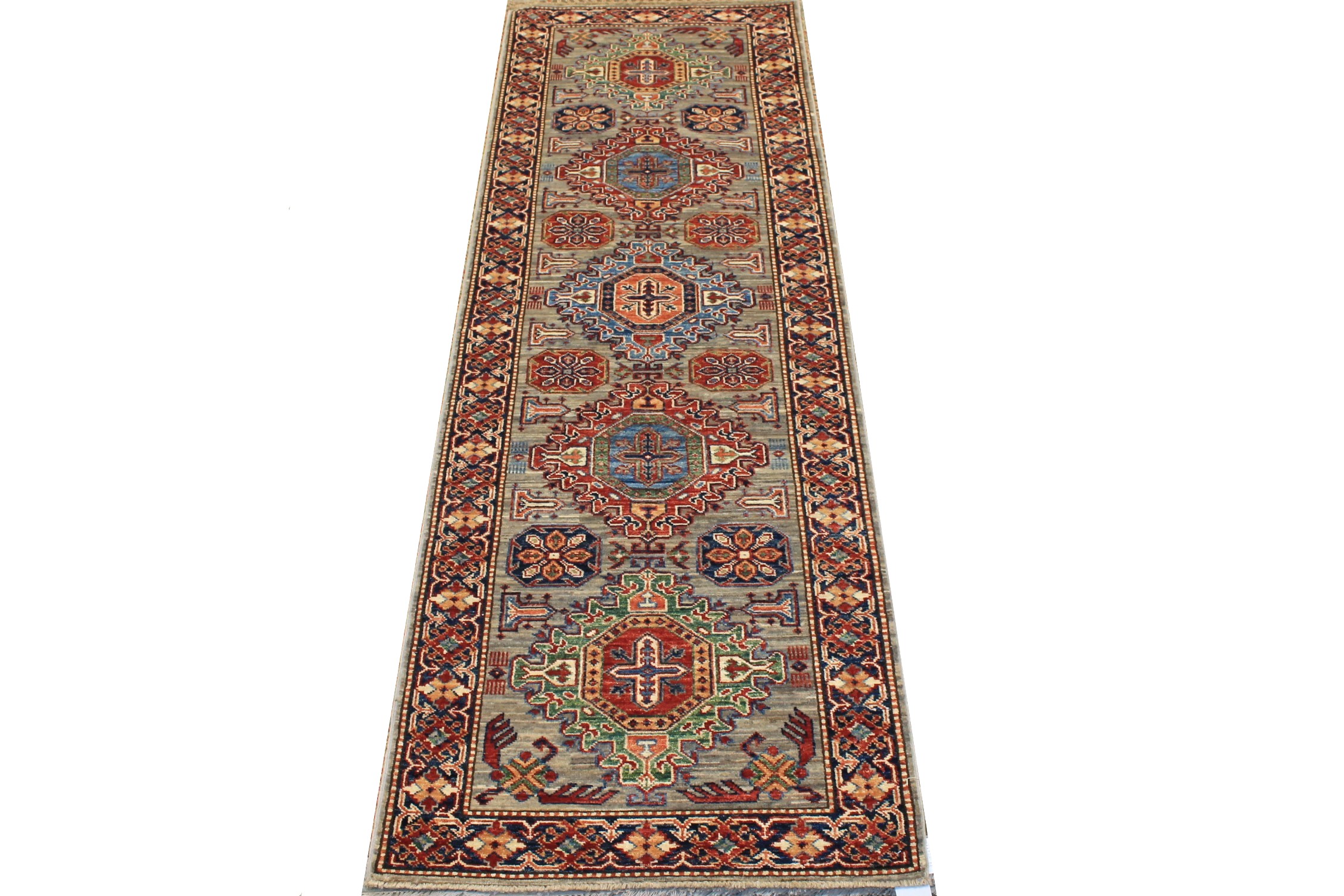 8 ft. Runner Kazak Hand Knotted  Area Rug - MR026653