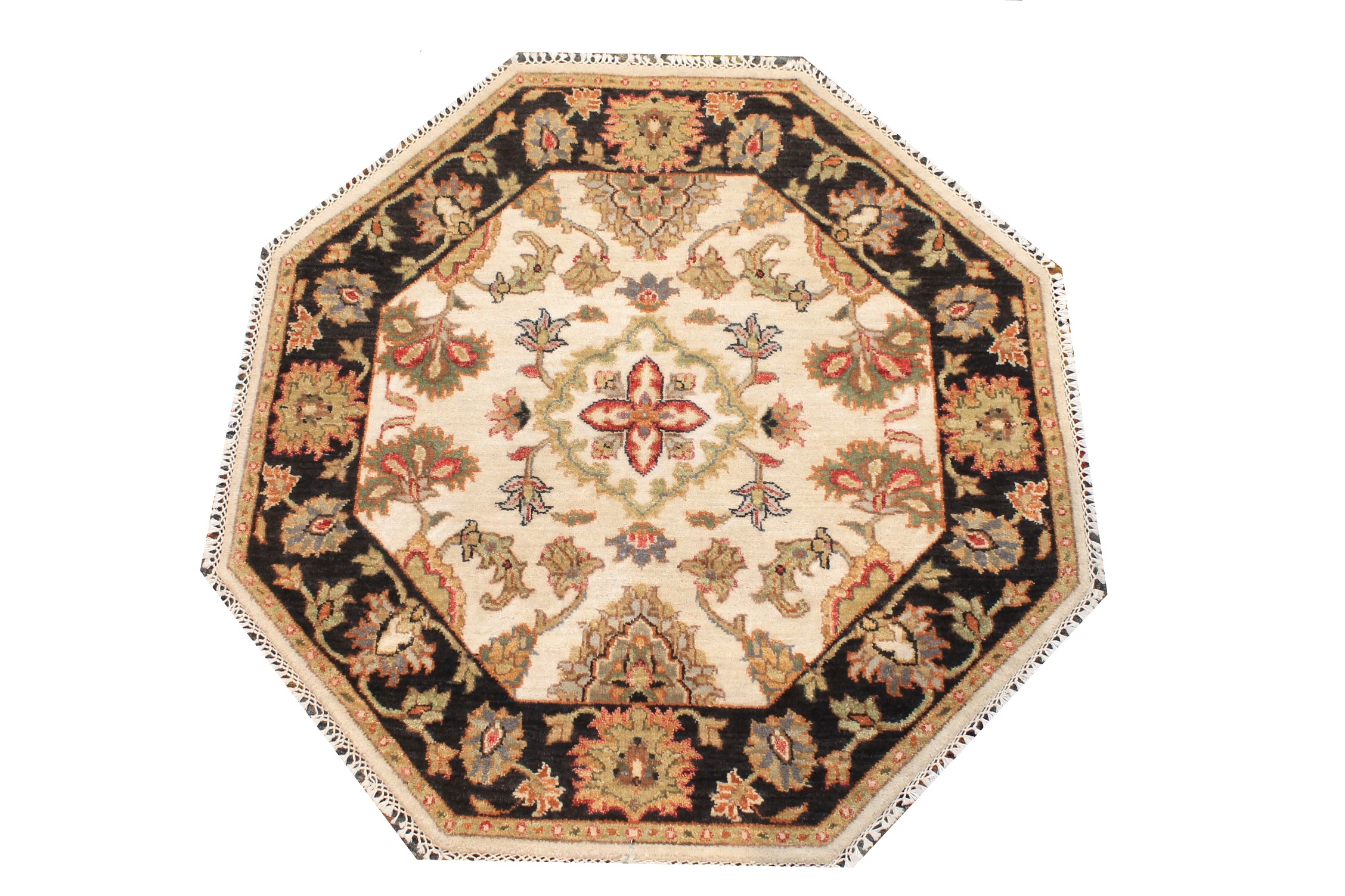 3 ft. Round & Square Traditional Hand Knotted Wool Area Rug - MR026899