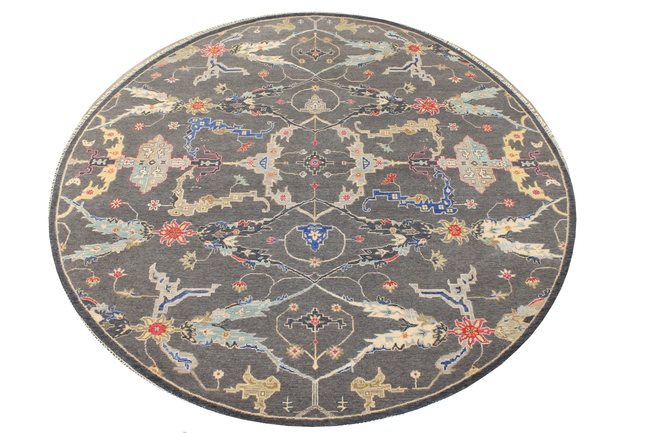 8 ft. Round & Square Traditional Hand Knotted Wool Area Rug - MR027043