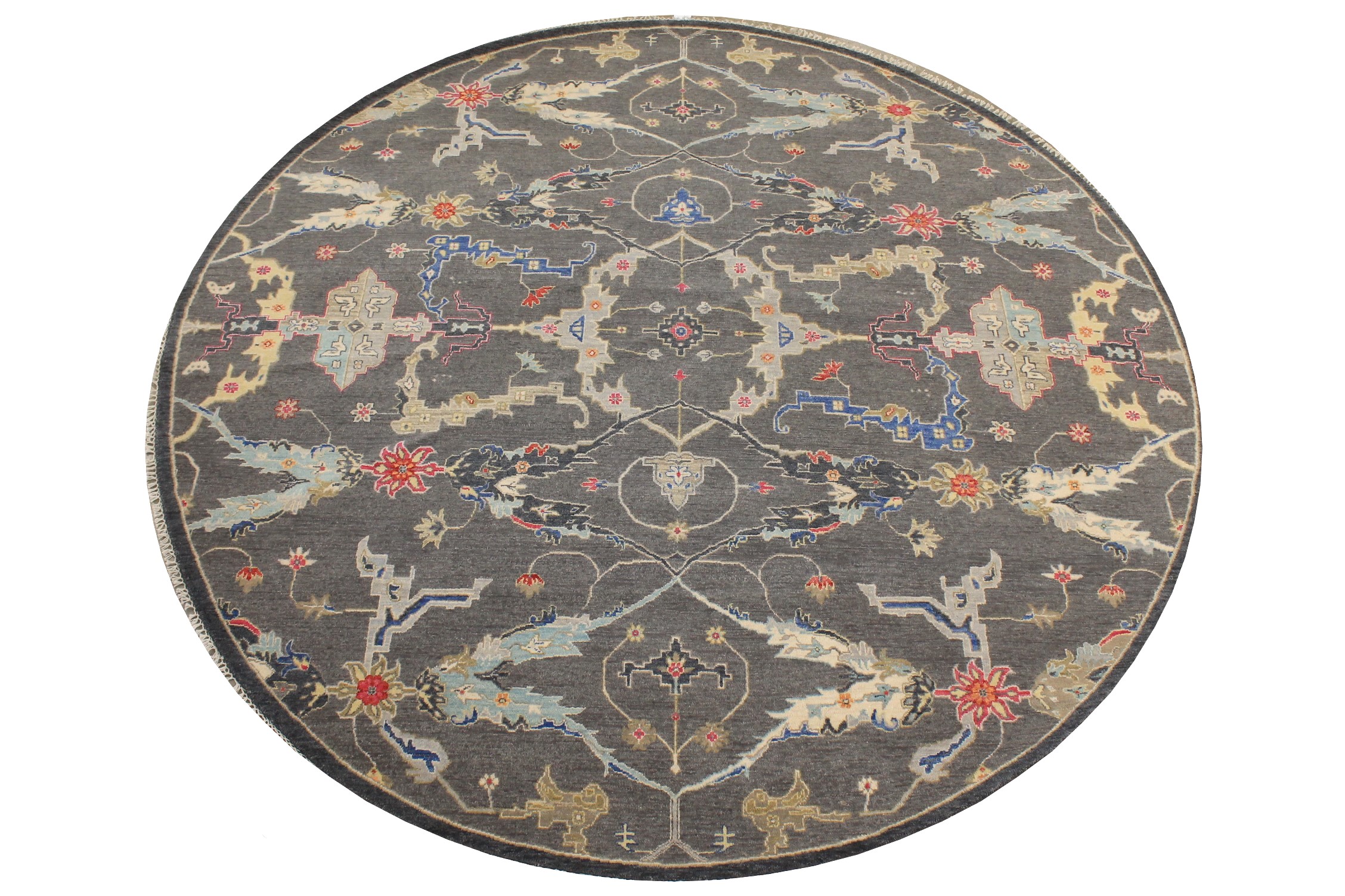 8 ft. Round & Square Traditional Hand Knotted Wool Area Rug - MR027043