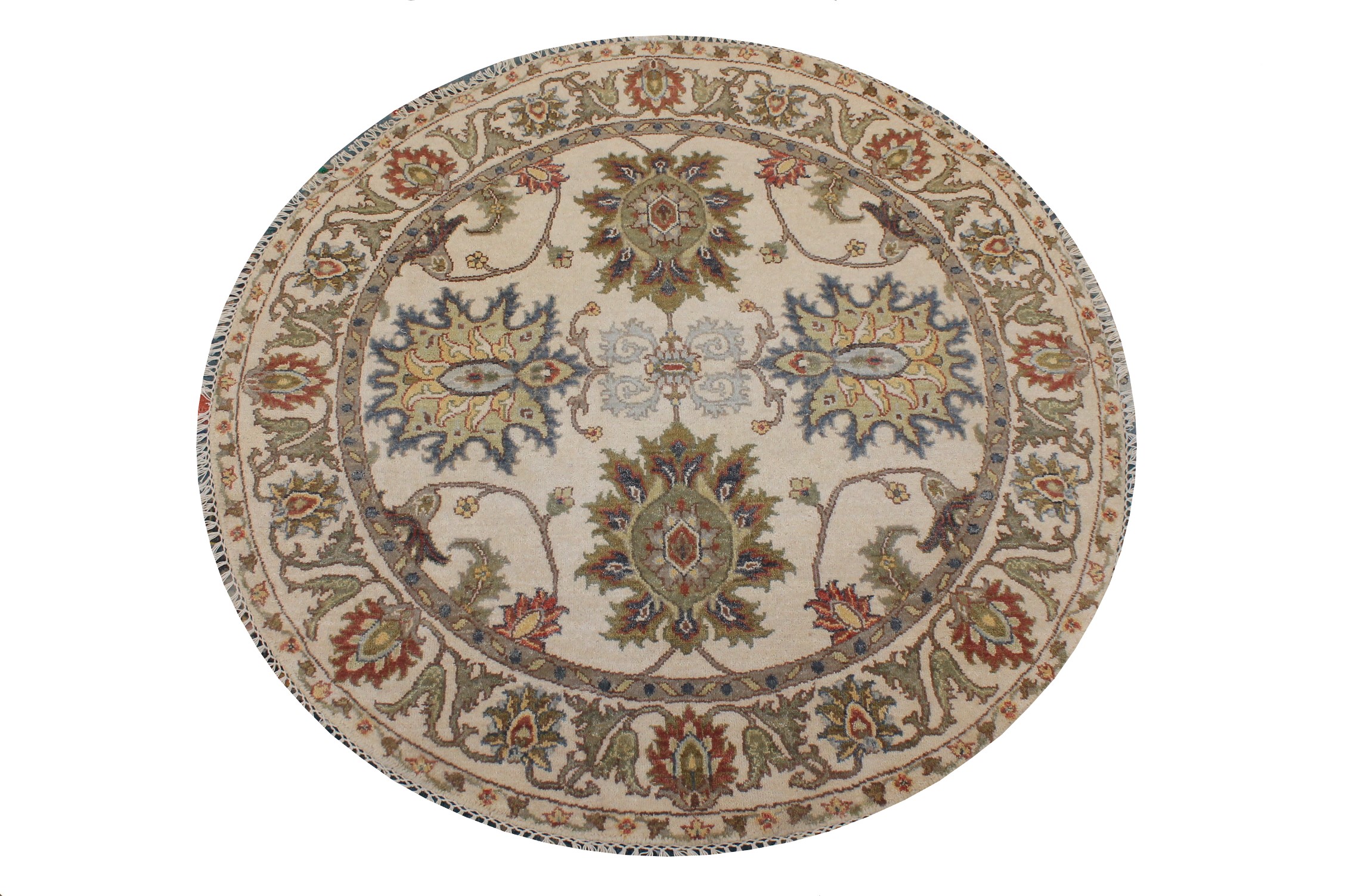 4 ft. Round & Square Traditional Hand Knotted Wool Area Rug - MR027081