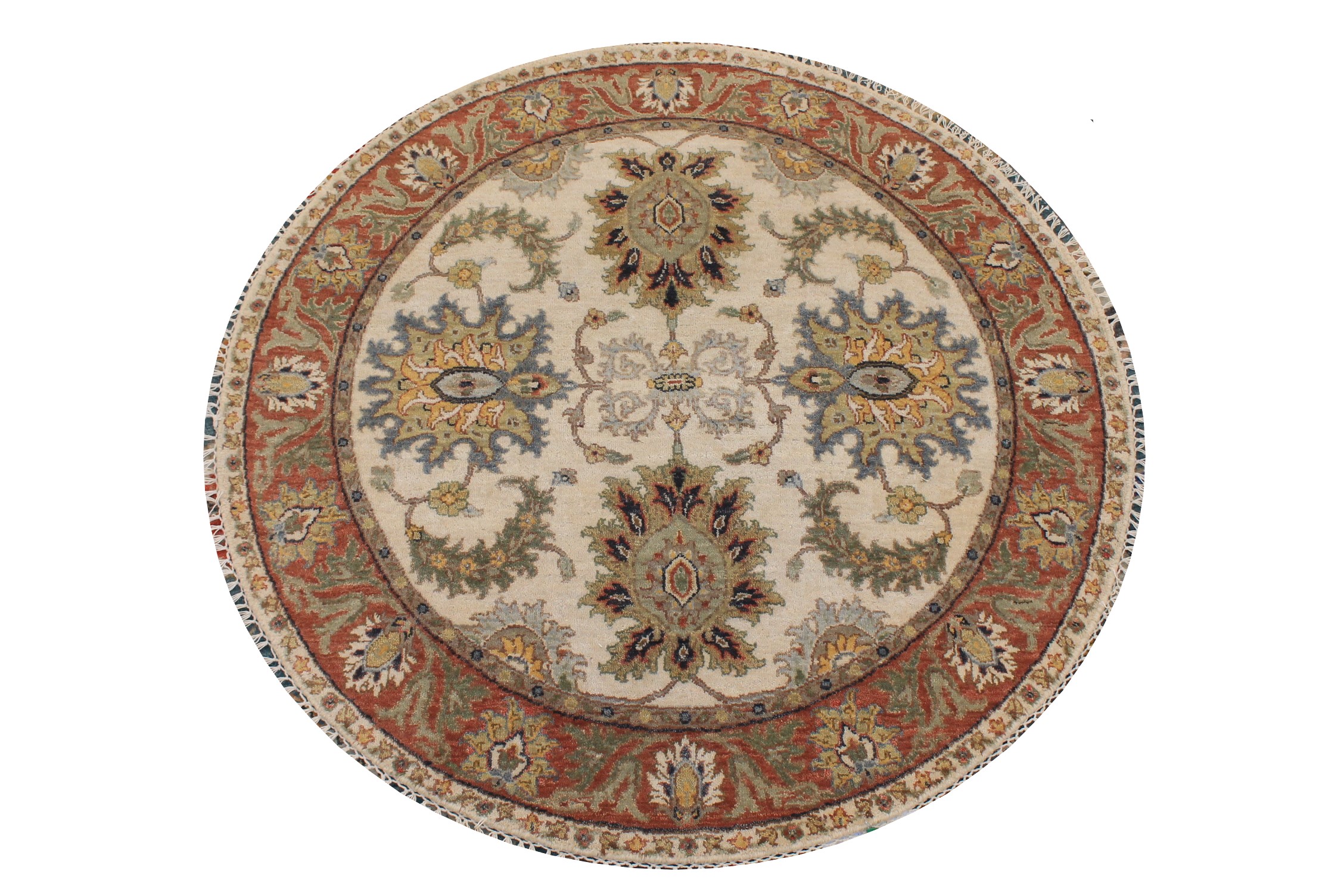 4 ft. Round & Square Traditional Hand Knotted Wool Area Rug - MR027082