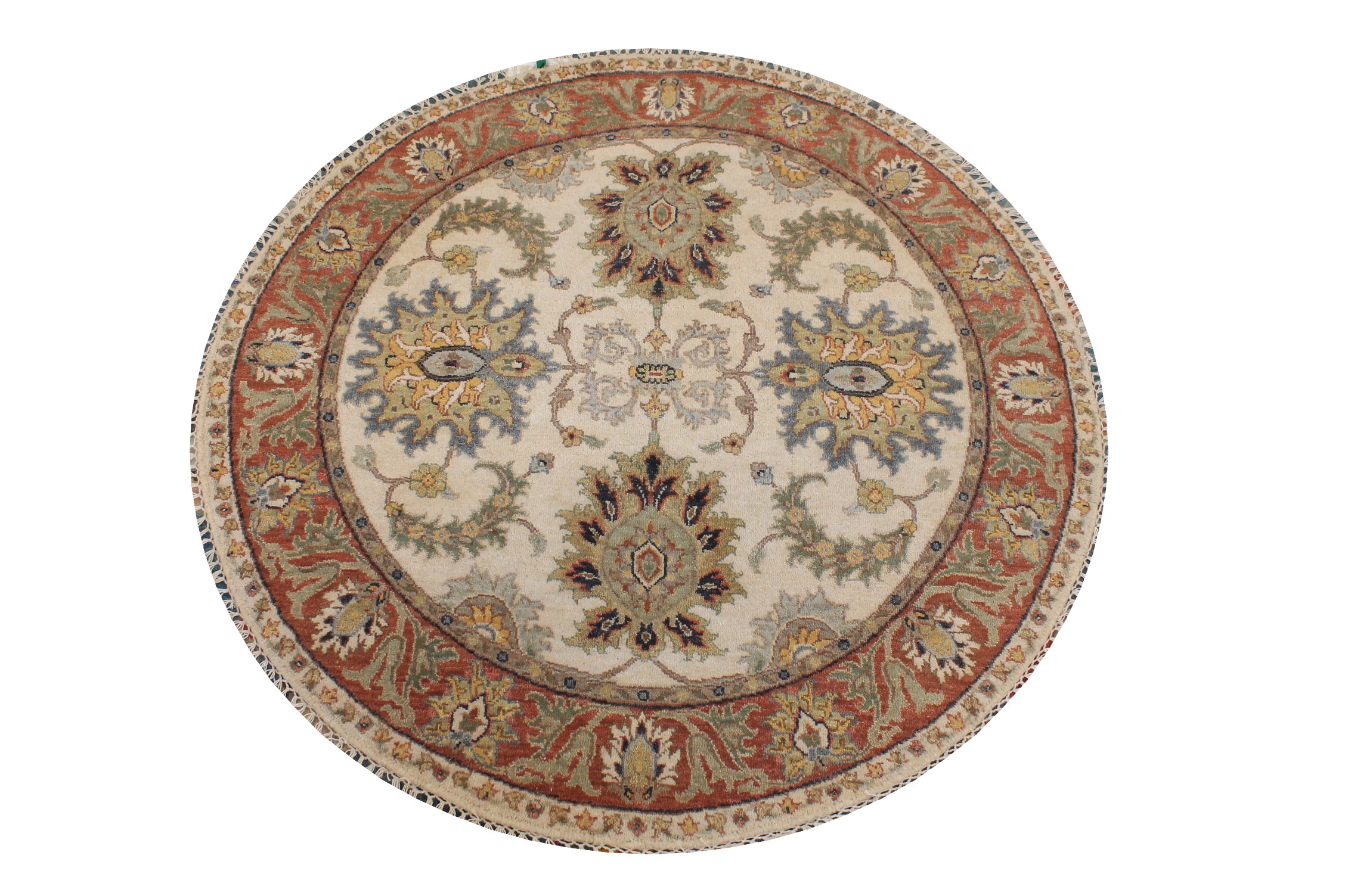 4 ft. Round & Square Traditional Hand Knotted Wool Area Rug - MR027082