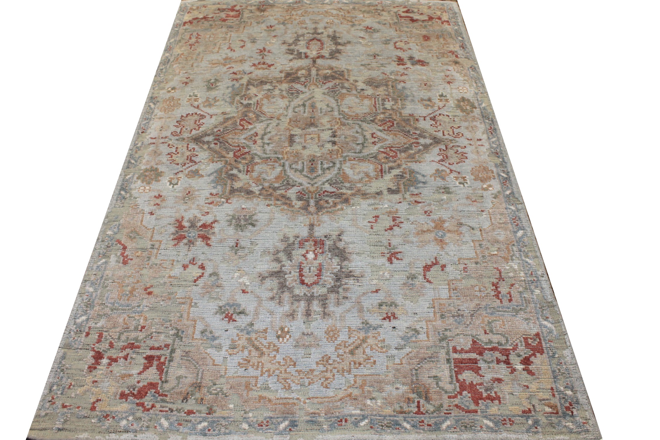 6x9 Oushak Hand Knotted Wool & Viscose Area Rug - MR027230