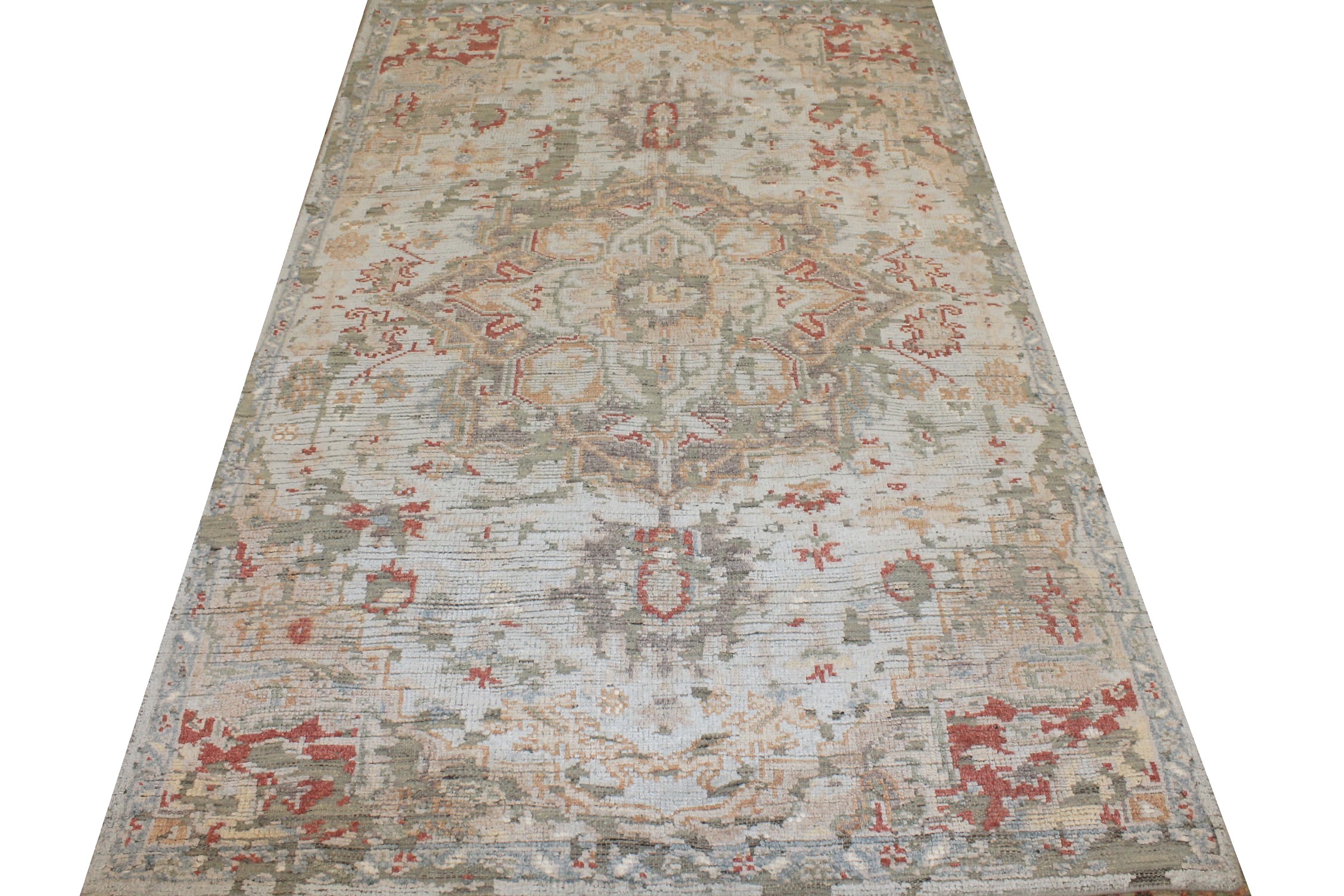 6x9 Oushak Hand Knotted Wool & Viscose Area Rug - MR027230