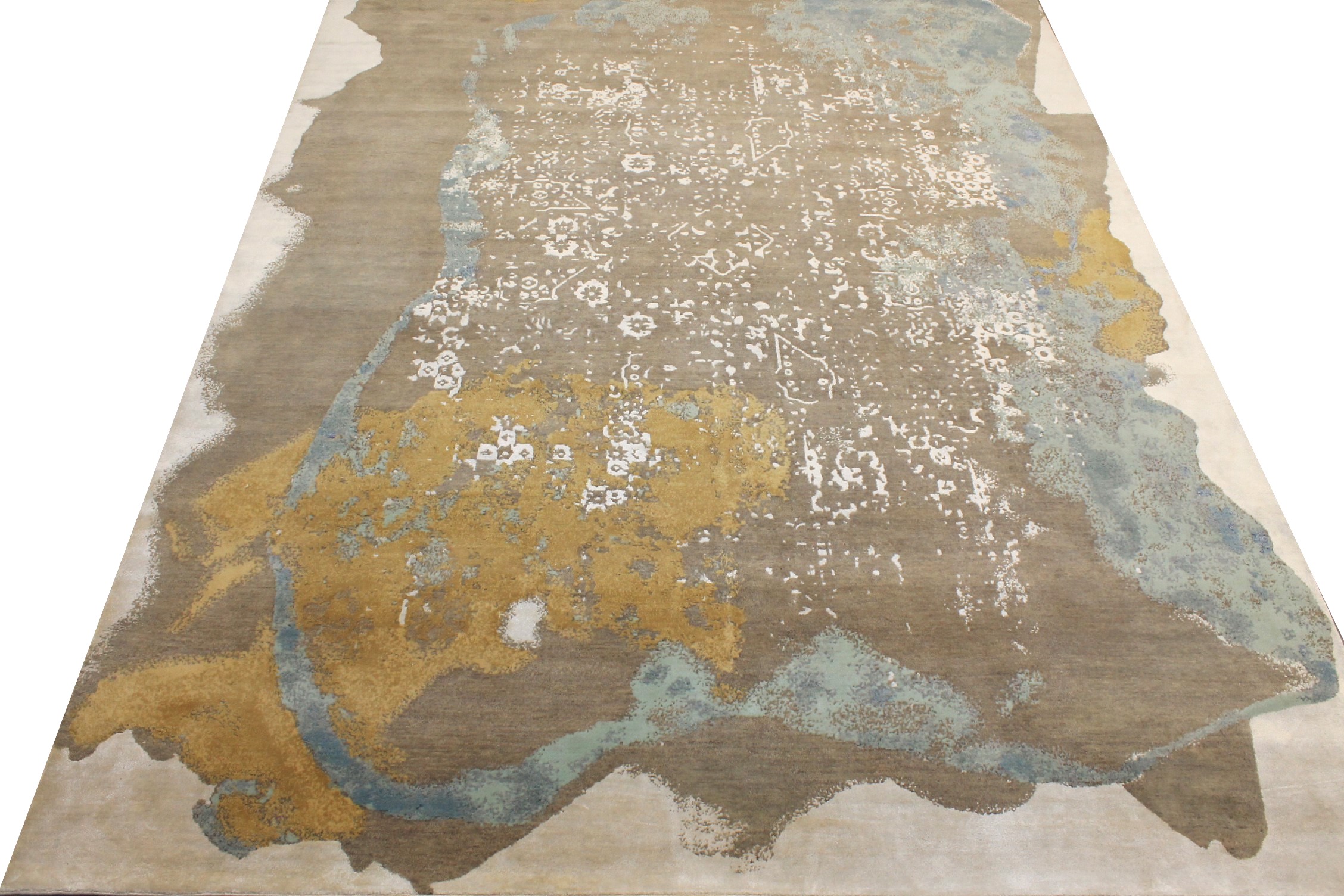 10x14 Modern Hand Knotted Wool & Viscose Area Rug - MR027243