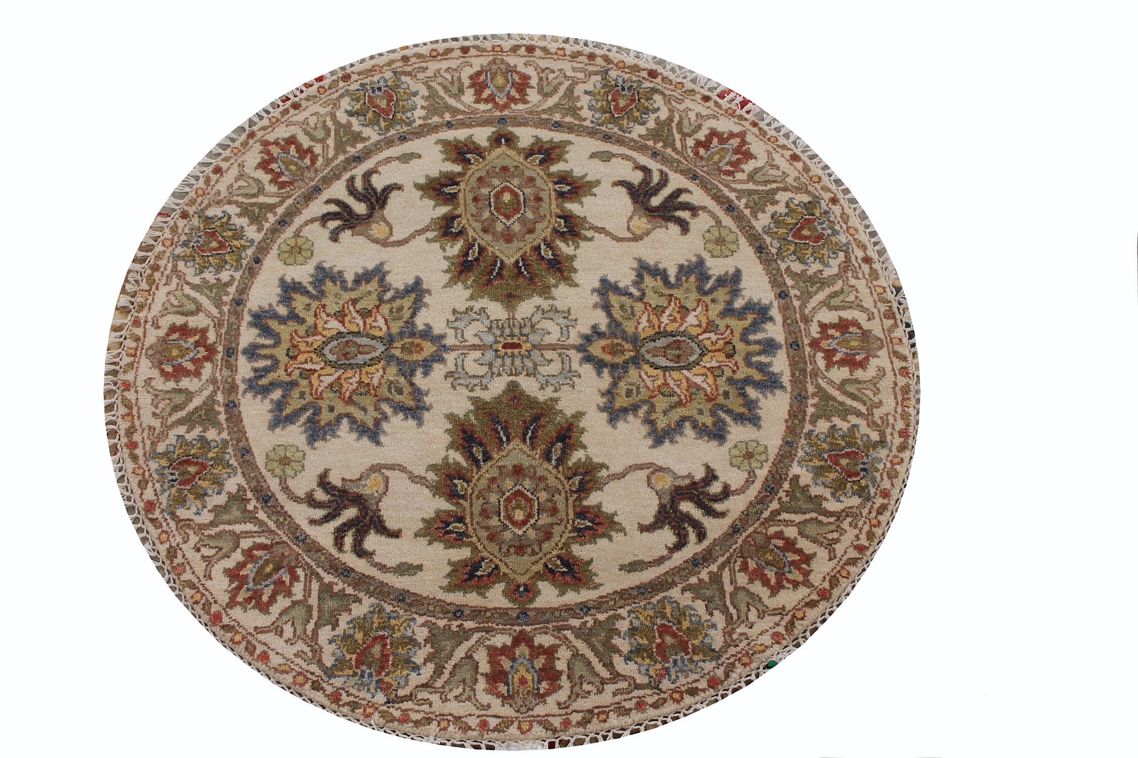 3 ft. Round & Square Oriental Hand Knotted Wool Area Rug - MR027368