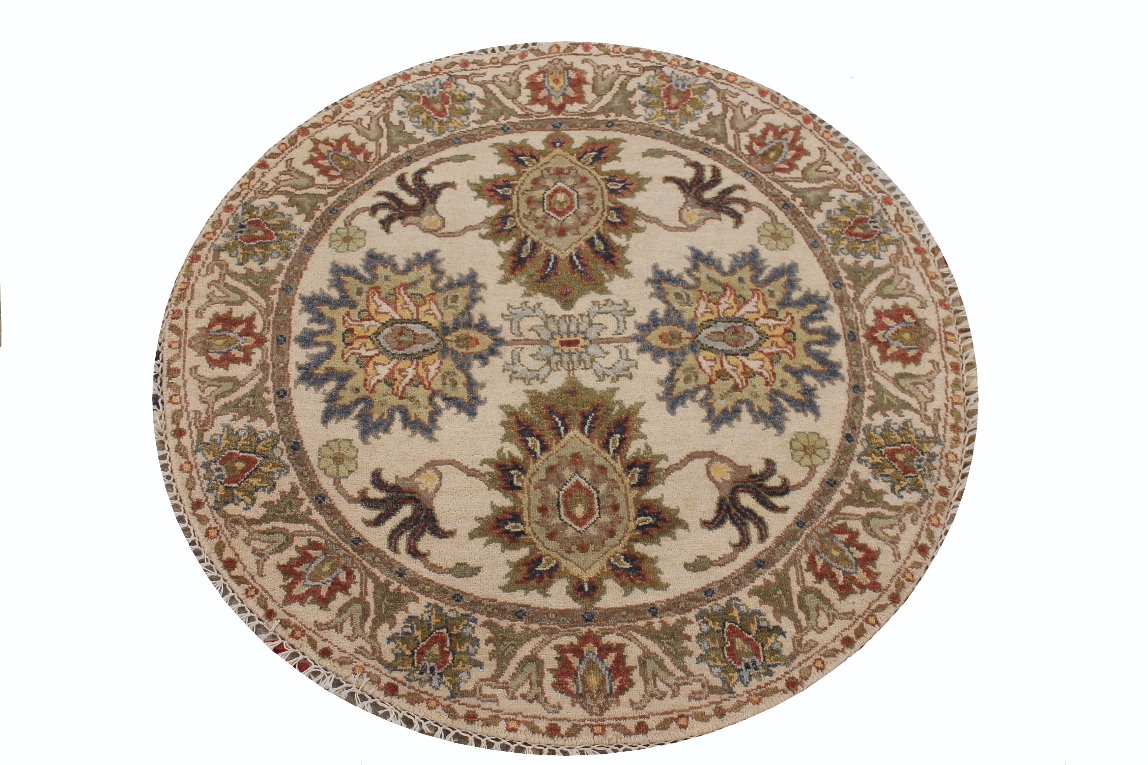 3 ft. Round & Square Oriental Hand Knotted Wool Area Rug - MR027368