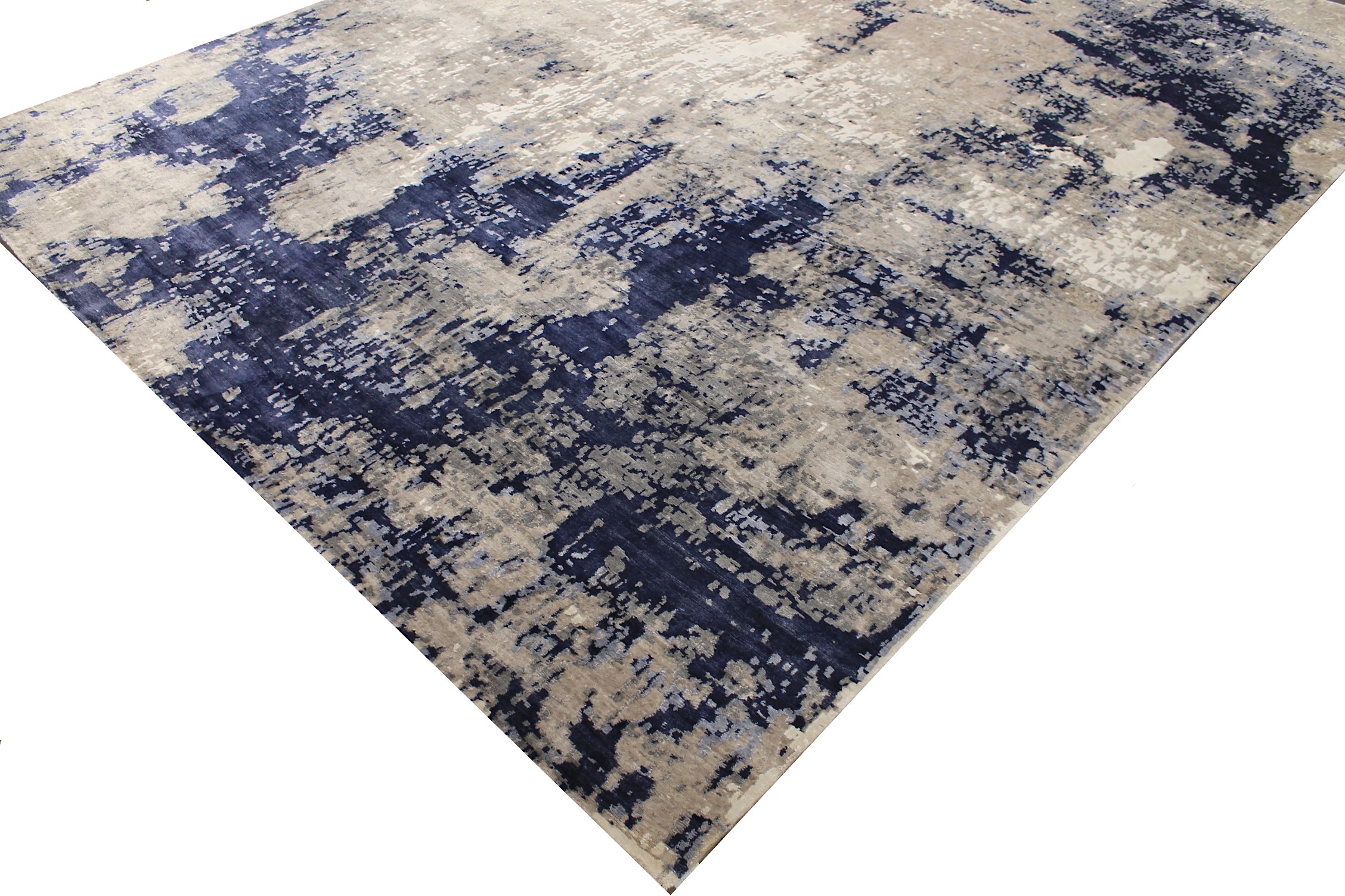 10x14 Modern Hand Knotted Wool & Viscose Area Rug - MR027481