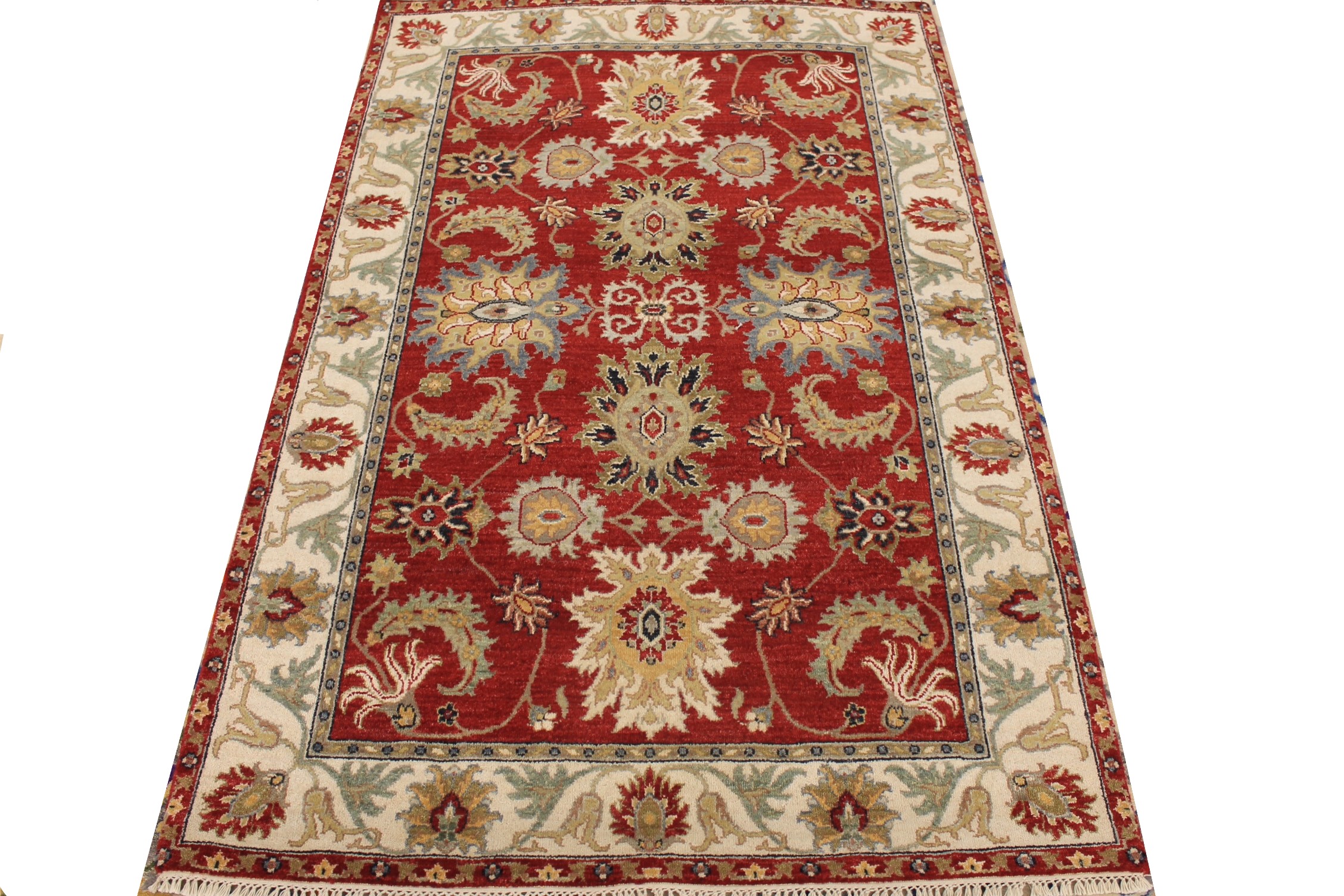 4x6 Oriental Hand Knotted Wool Area Rug - MR027607