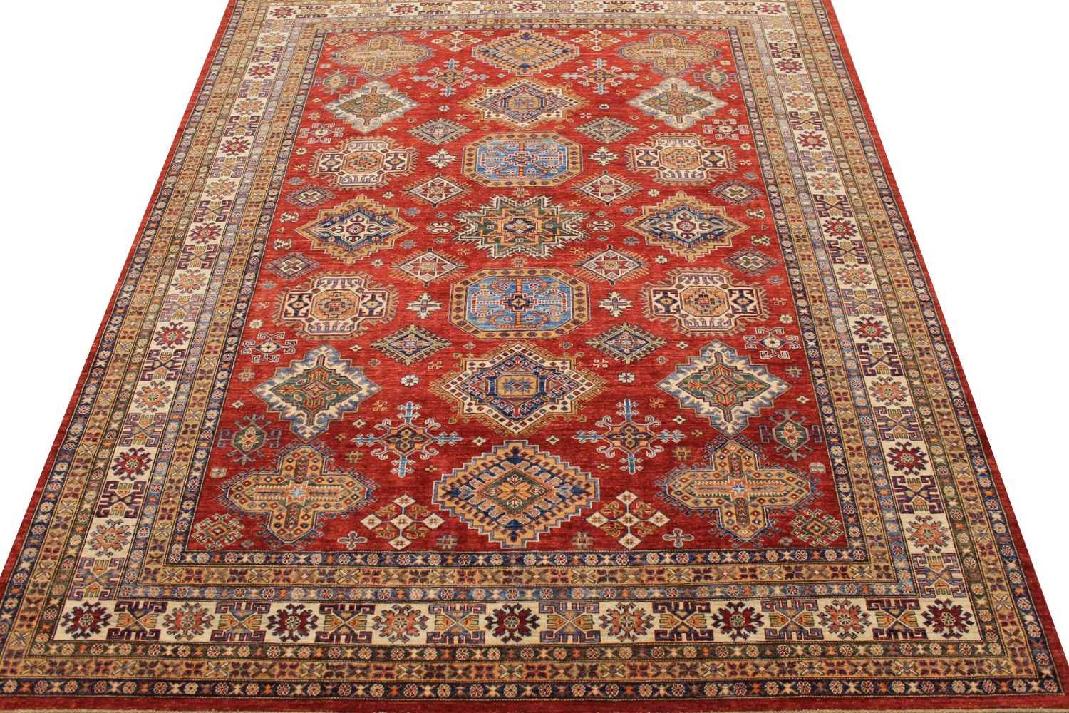 8x10 Kazak Hand Knotted Wool Area Rug - MR027819