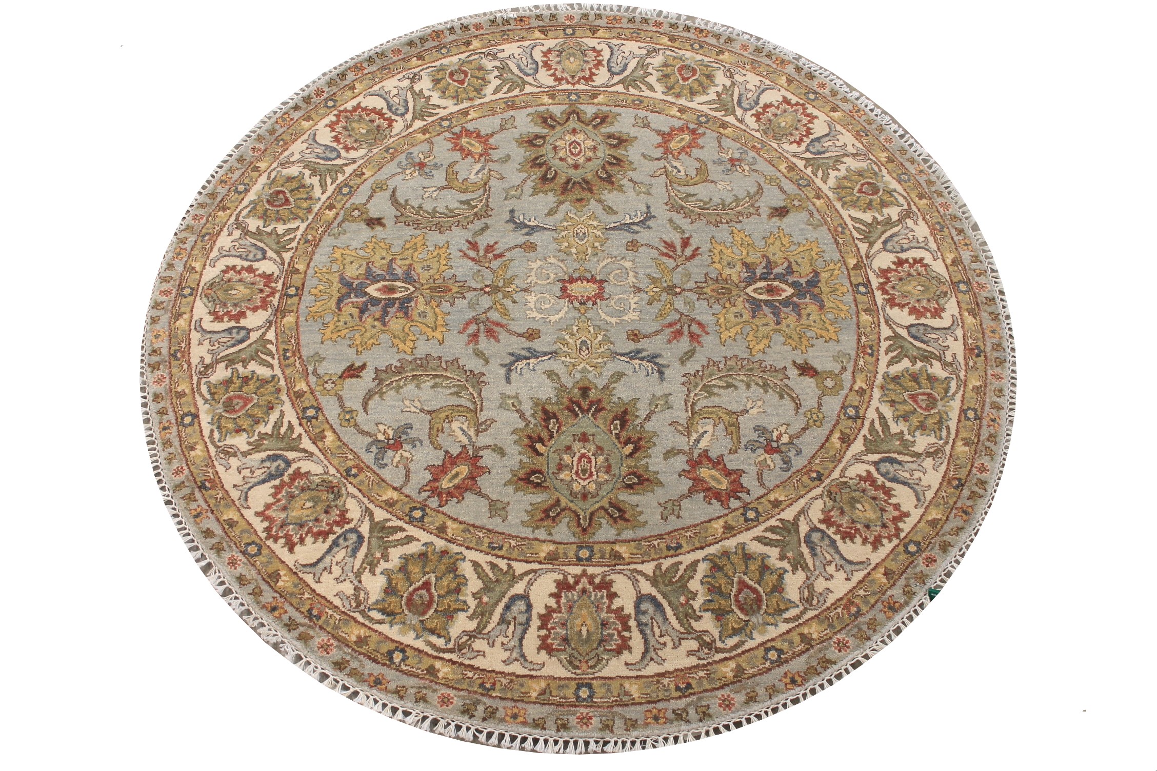 5 ft. Round & Square Traditional Hand Knotted Wool Area Rug - MR027879