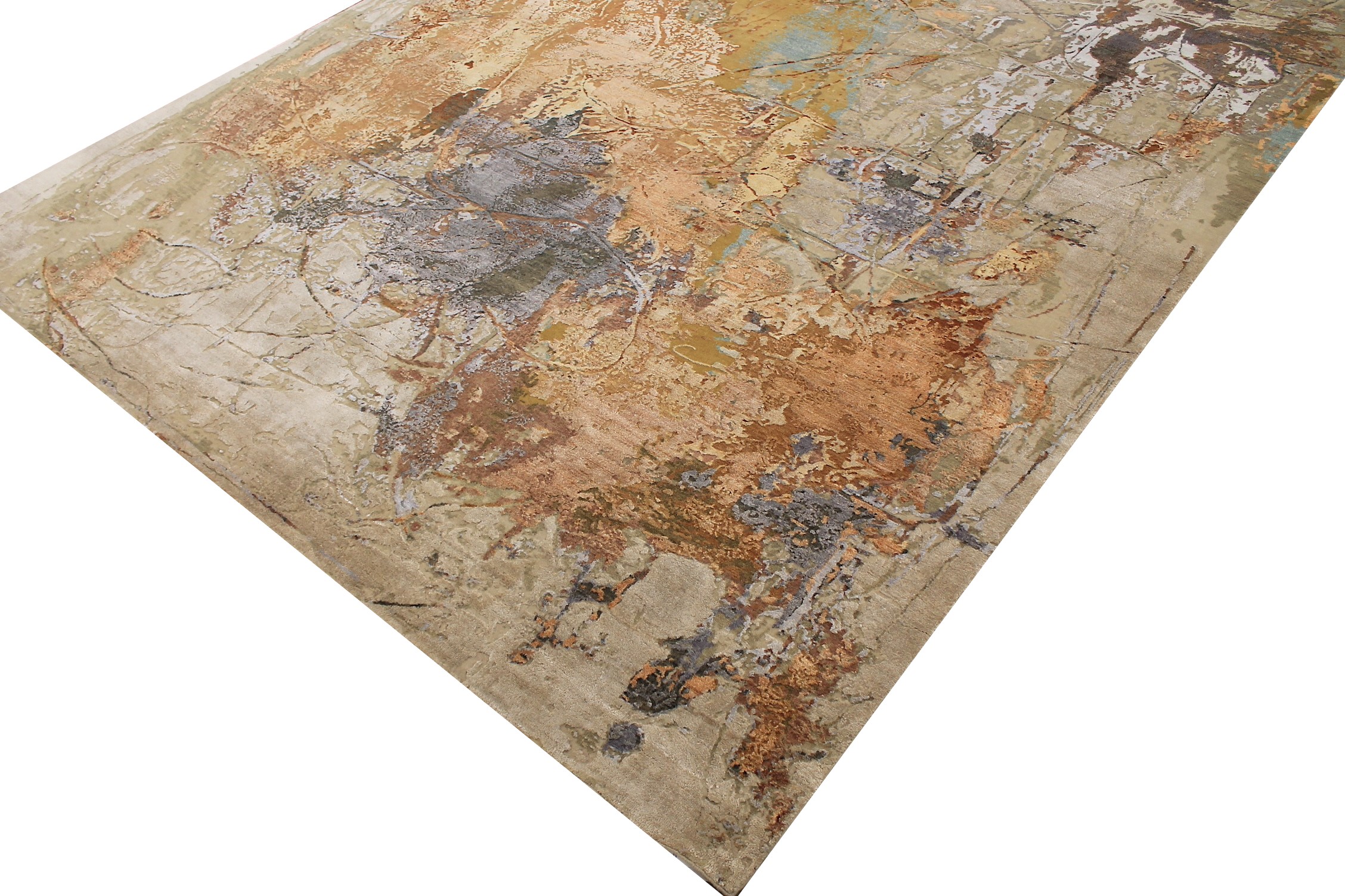 9x12 Modern Hand Knotted Wool & Viscose Area Rug - MR028009