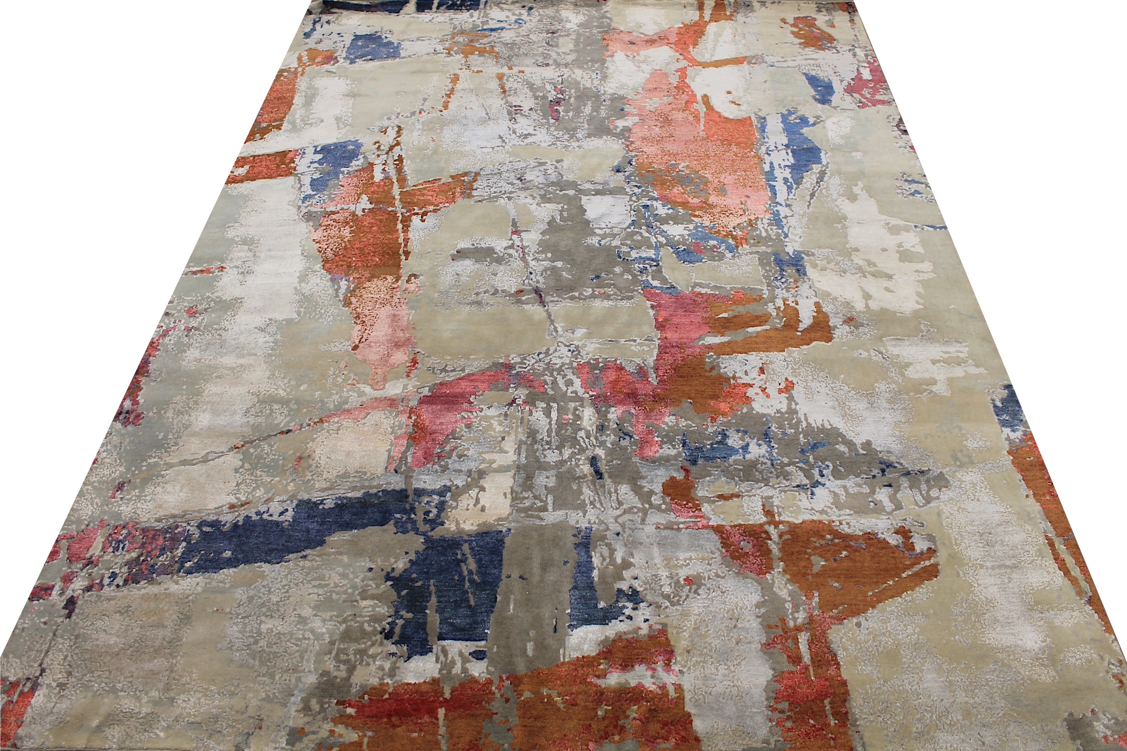 9x12 Modern Hand Knotted Wool & Viscose Area Rug - MR028010