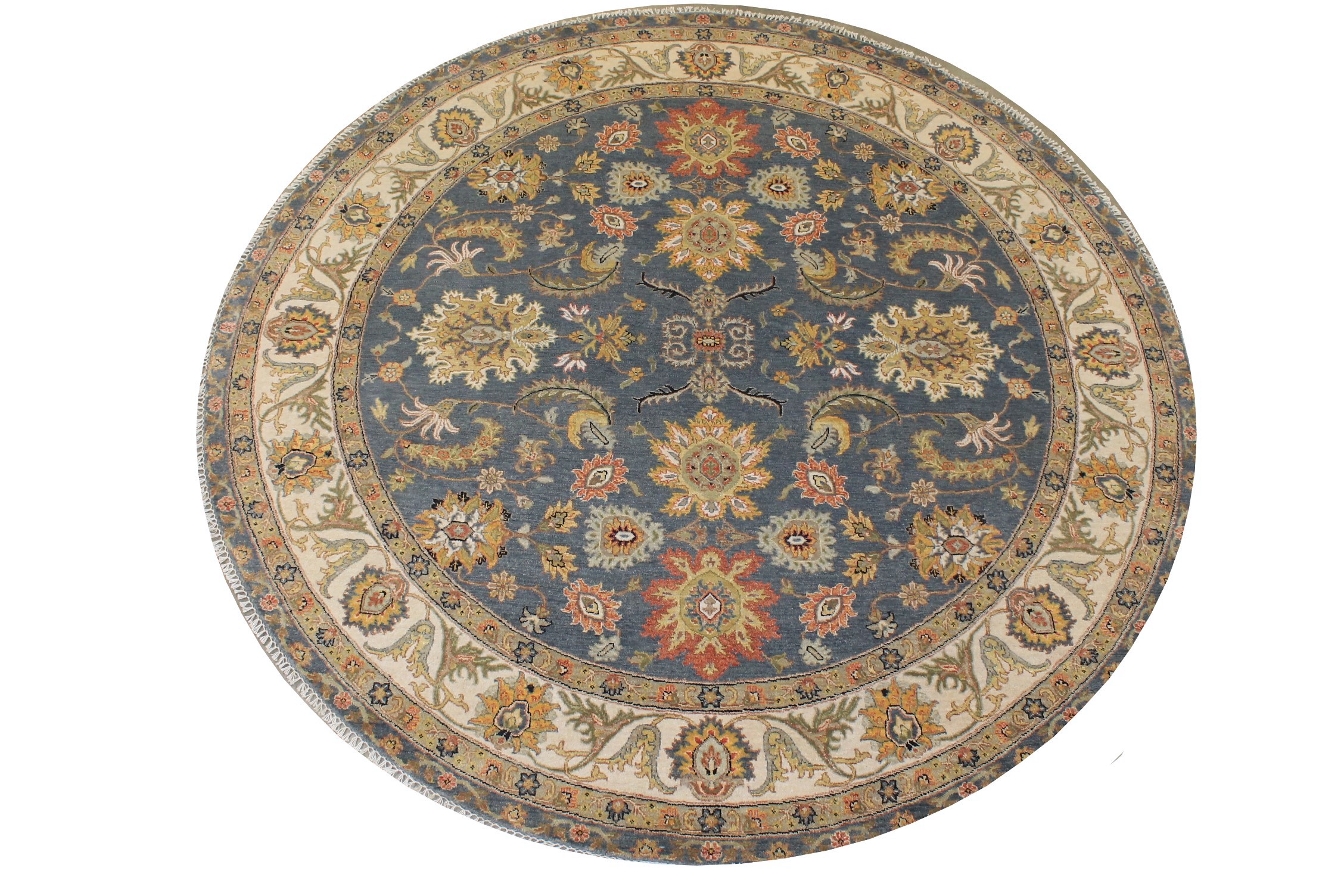 8 ft. Round & Square Traditional Hand Knotted Wool Area Rug - MR028194