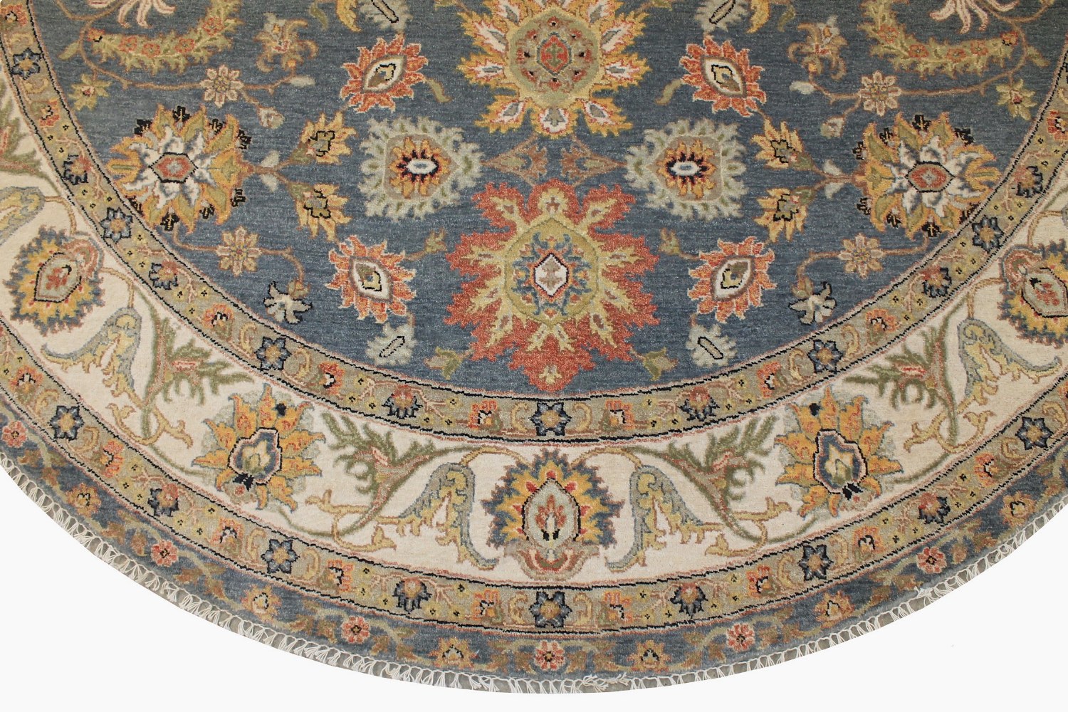 8 ft. Round & Square Traditional Hand Knotted Wool Area Rug - MR028194