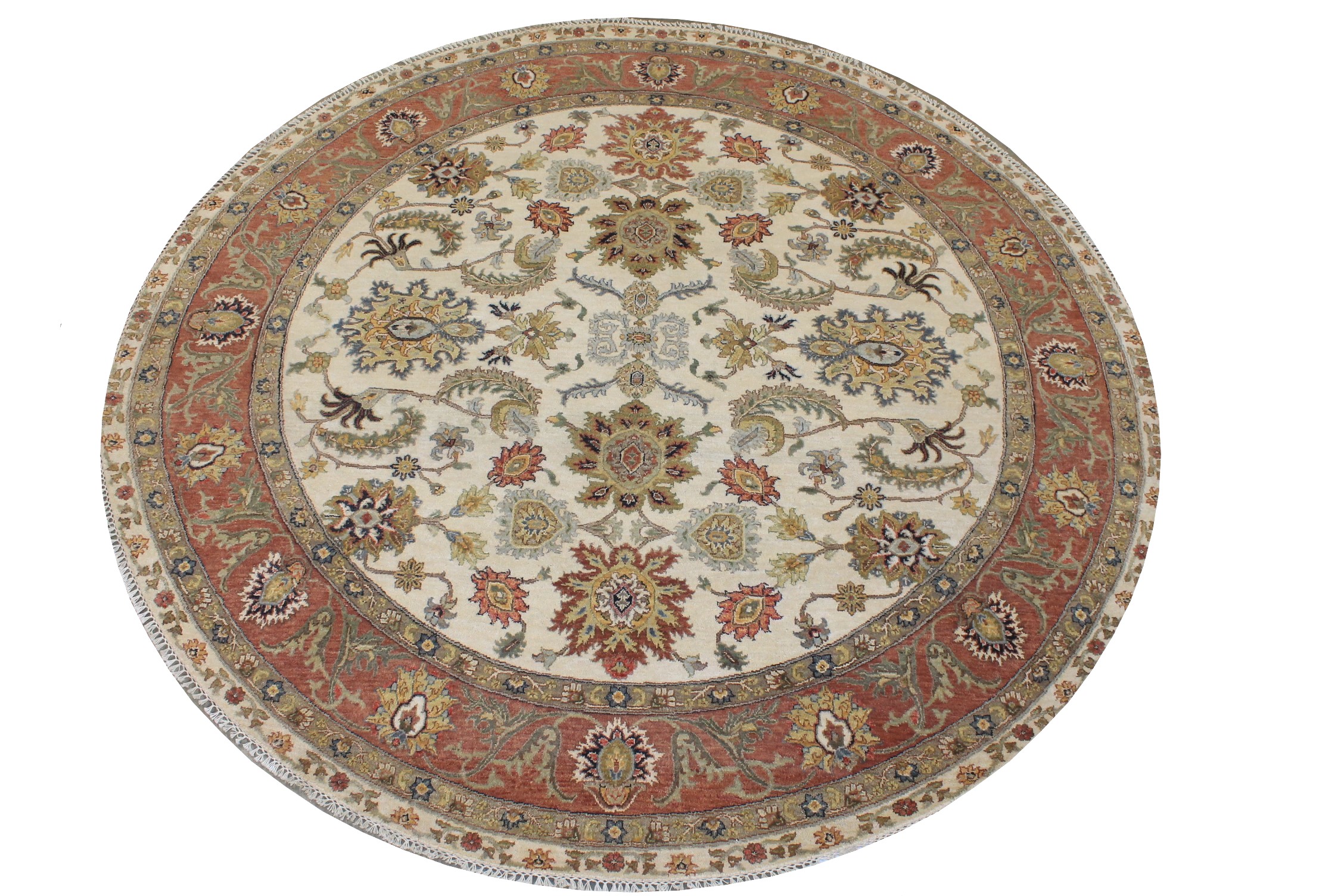 8 ft. Round & Square Traditional Hand Knotted Wool Area Rug - MR028204