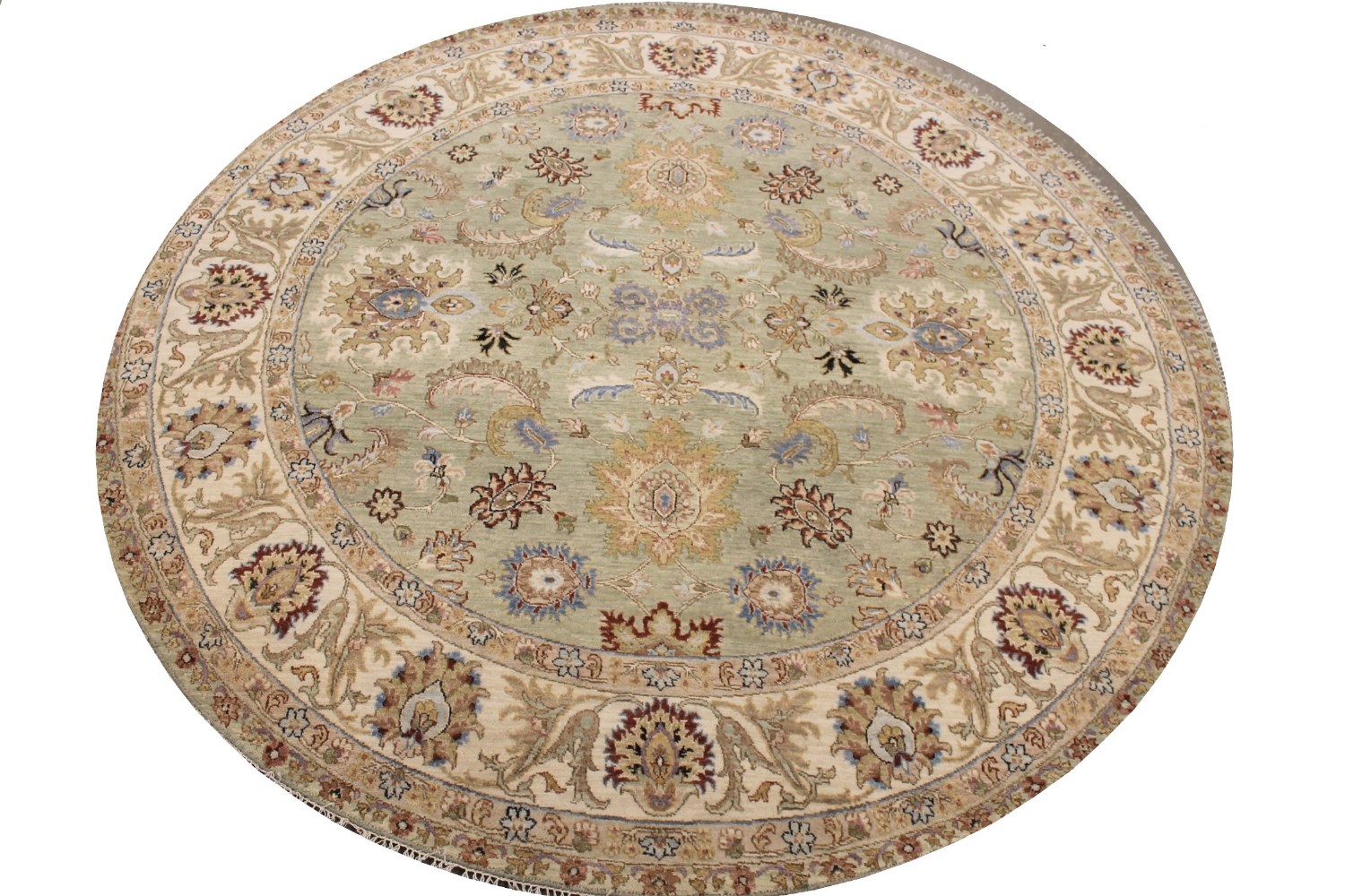 8 ft. Round & Square Traditional Hand Knotted Wool Area Rug - MR028696