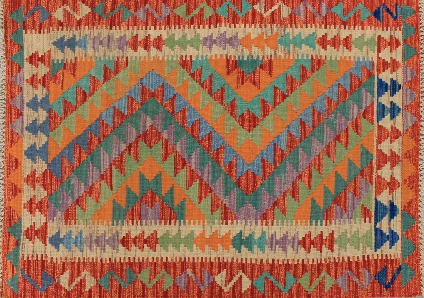 2X4 Flat Weave Hand Knotted Wool Area Rug - MR029522