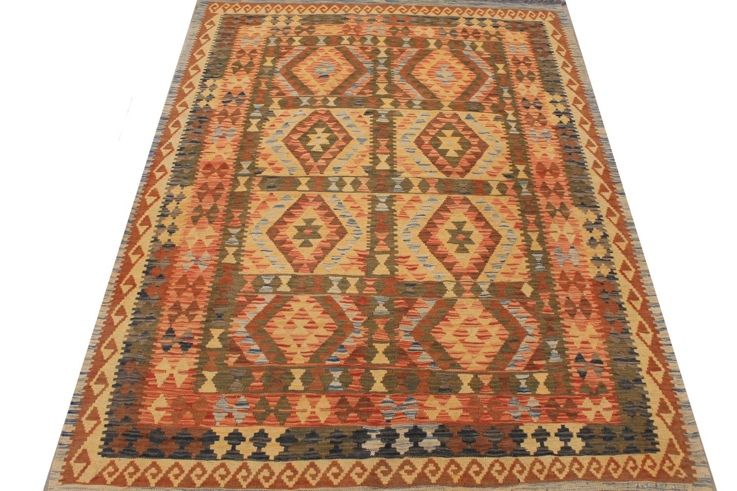 5x7/8 Flat Weave Hand Knotted Wool Area Rug - MR029524