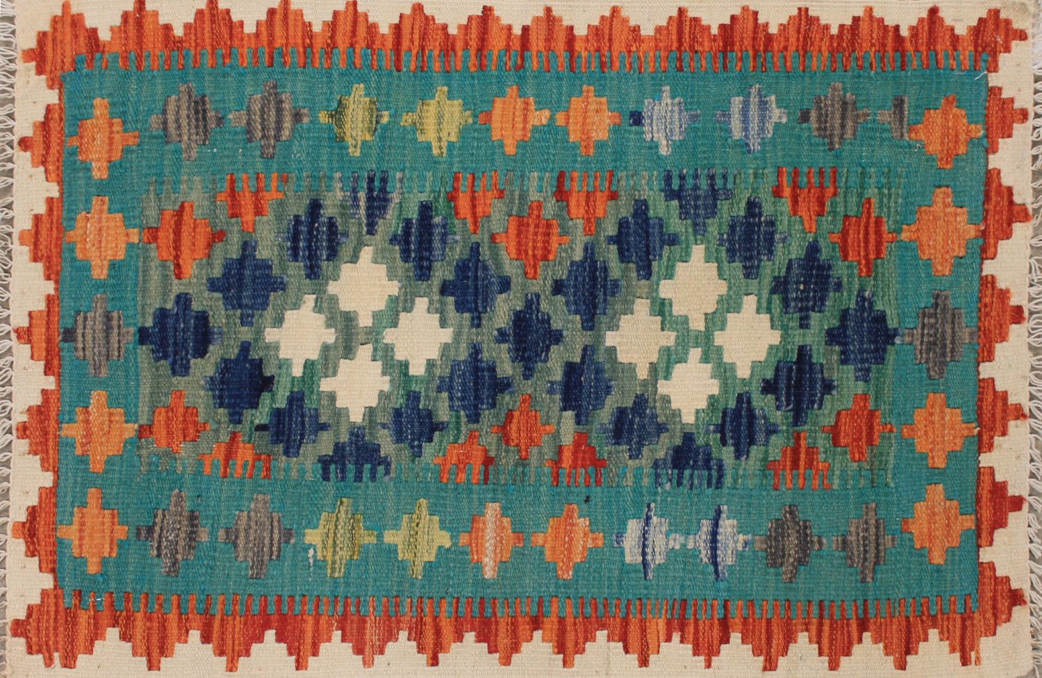 2X3 Flat Weave Hand Knotted Wool Area Rug - MR029529
