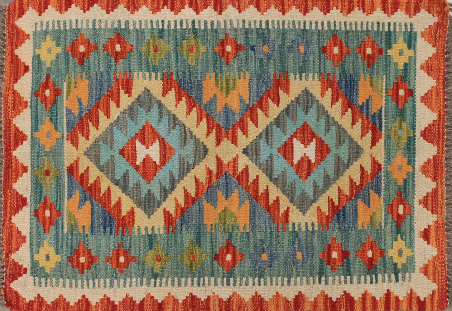 2X3 Flat Weave Hand Knotted Wool Area Rug - MR029531