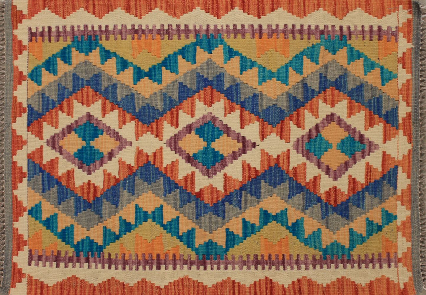 2X3 Flat Weave Hand Knotted Wool Area Rug - MR029535
