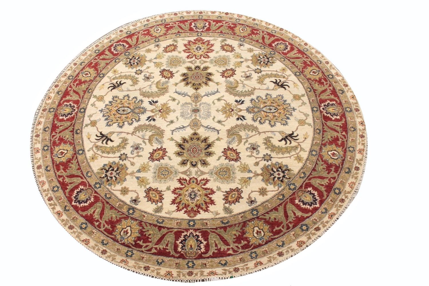 8 ft. Round & Square Traditional Hand Knotted Wool Area Rug - MR029576
