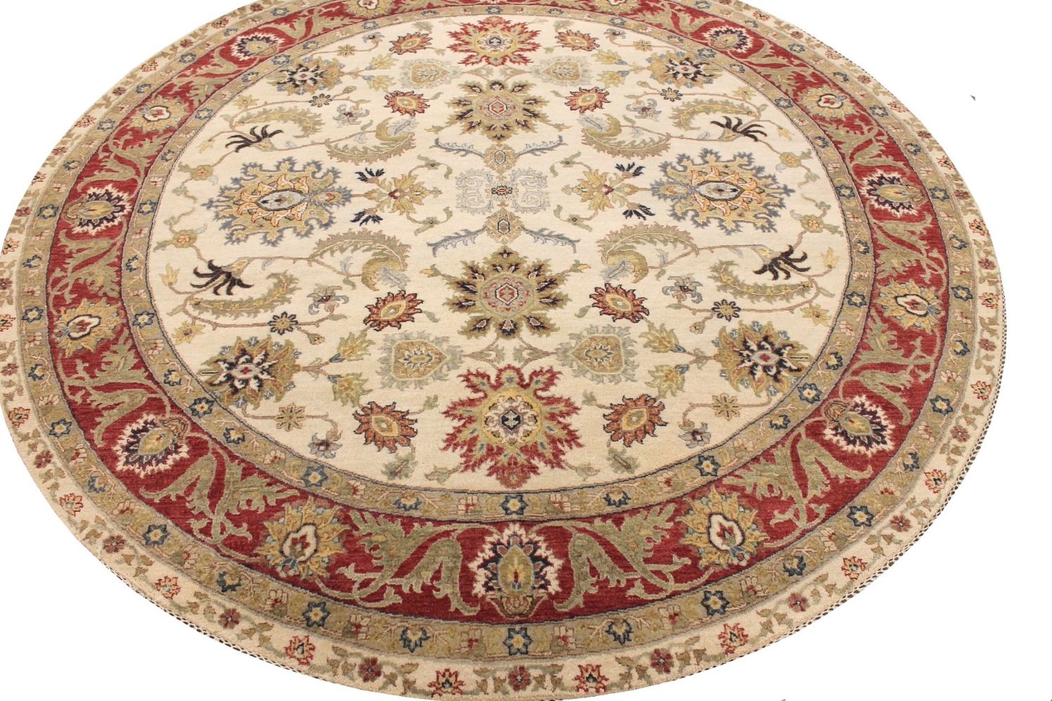 8 ft. Round & Square Traditional Hand Knotted Wool Area Rug - MR029576