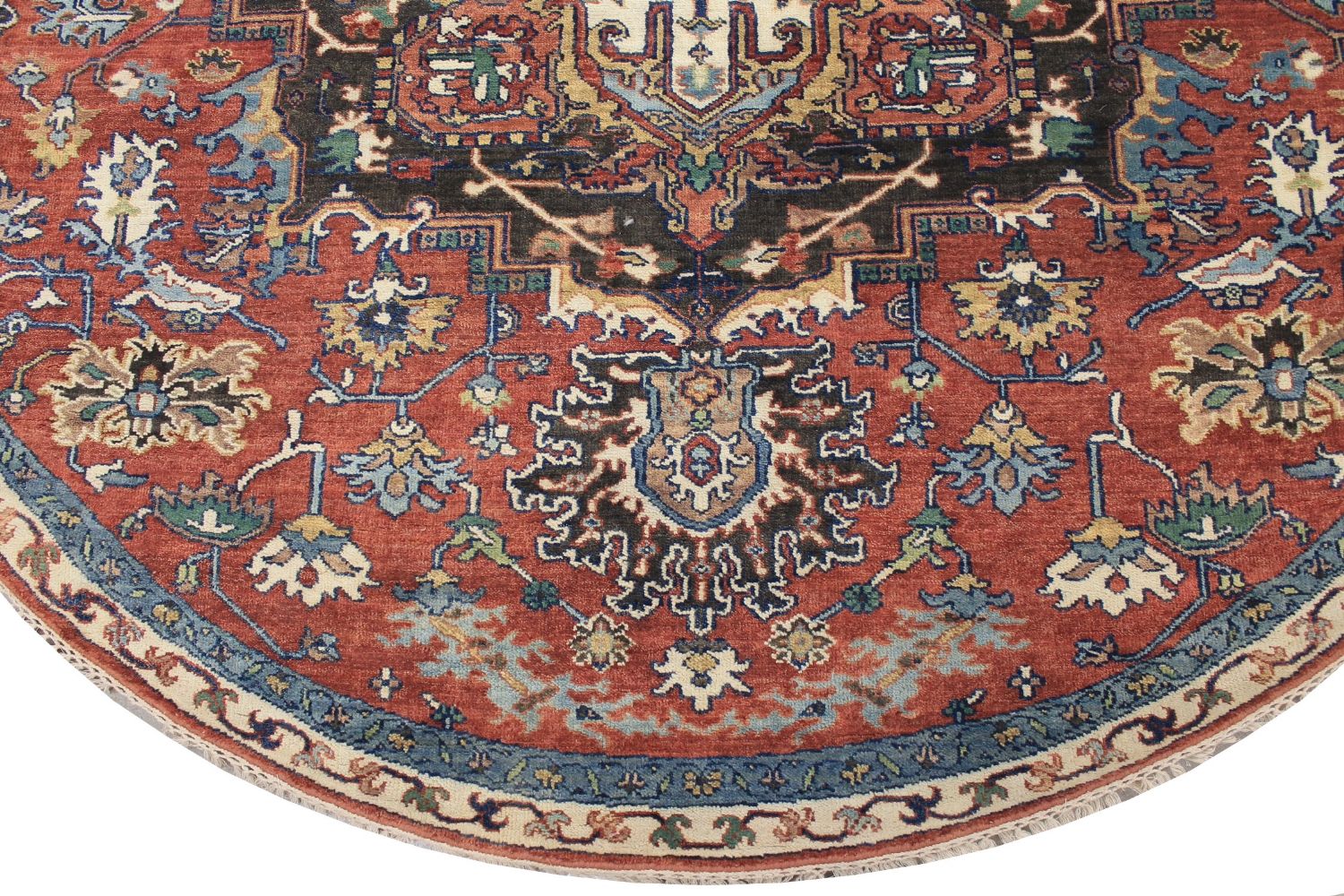 8 ft. Round & Square Heriz/Serapi Hand Knotted Wool Area Rug - MR029655