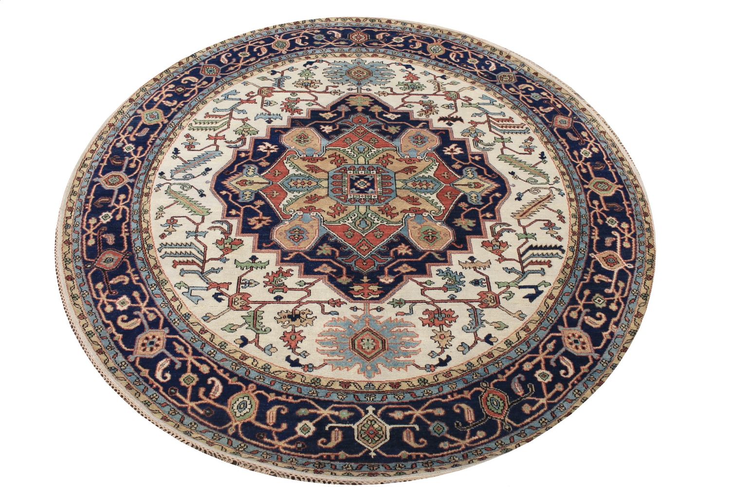 8 ft. Round & Square Heriz/Serapi Hand Knotted Wool Area Rug - MR029656