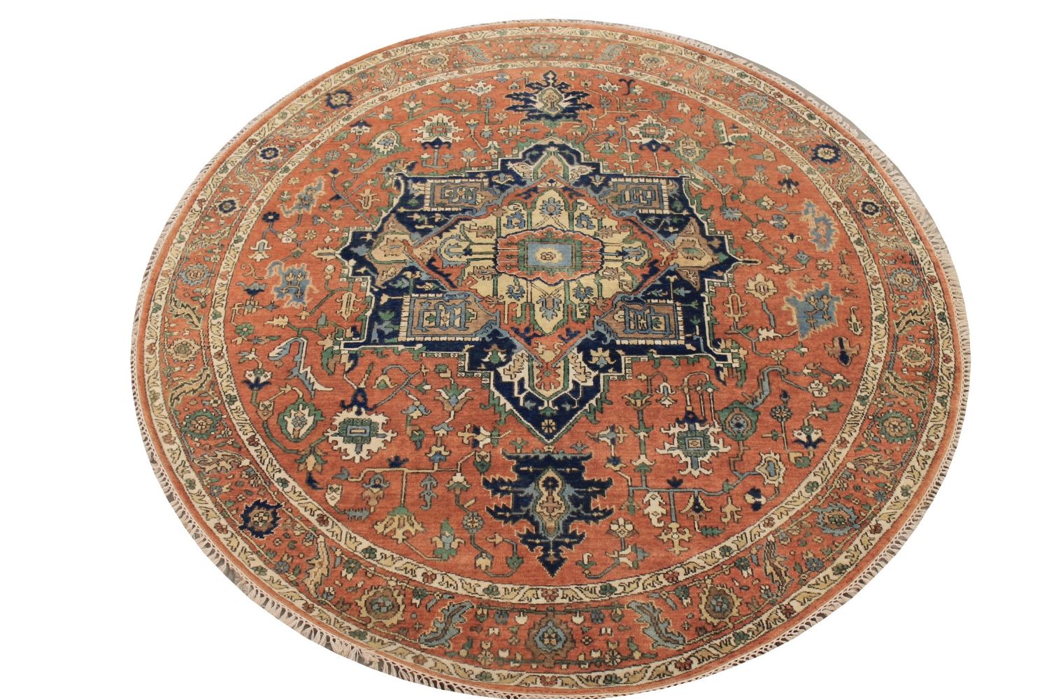 8 ft. Round & Square Heriz/Serapi Hand Knotted Wool Area Rug - MR029657